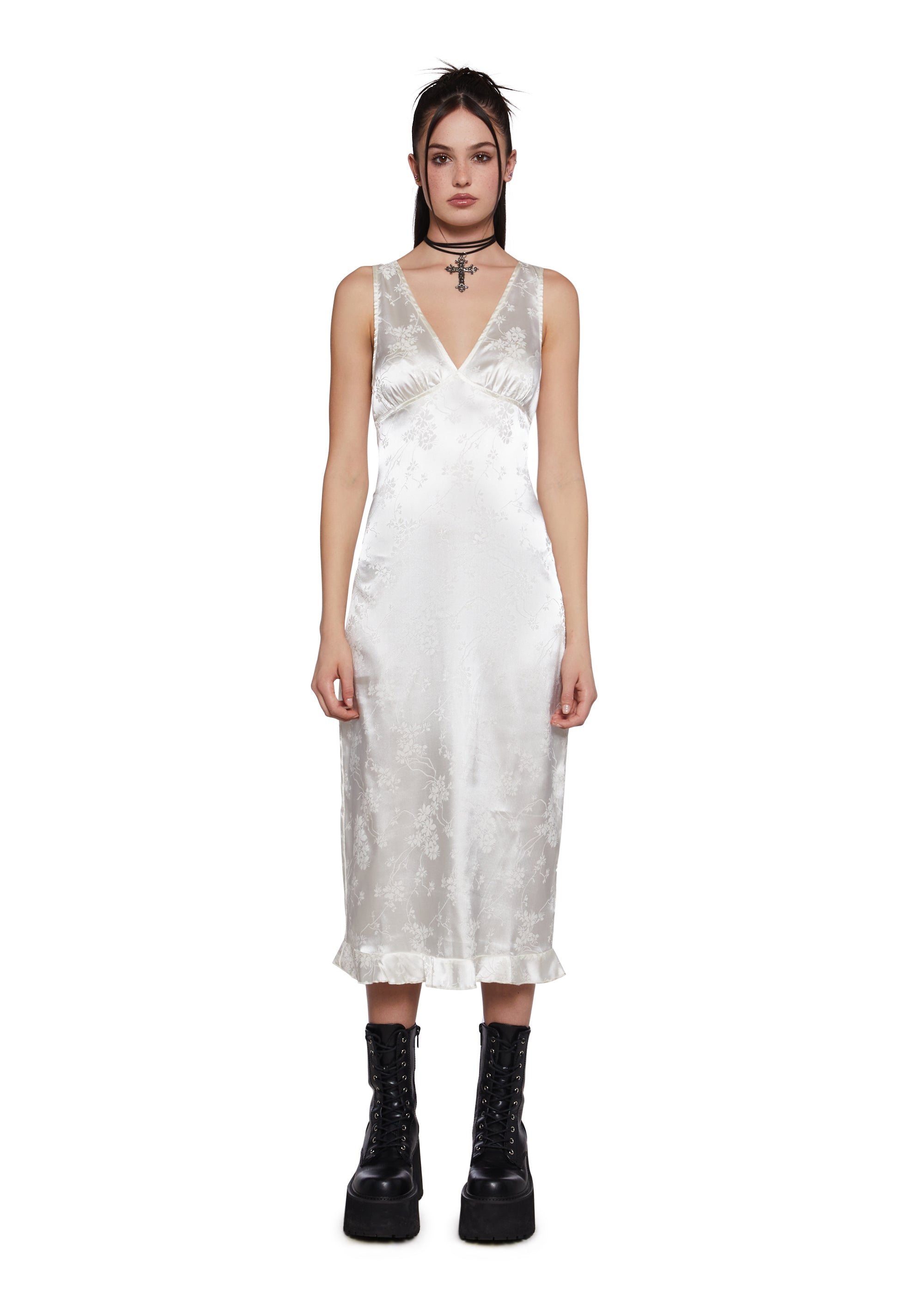 motel white satin dress Palila Mini Dress in Satin Ivory