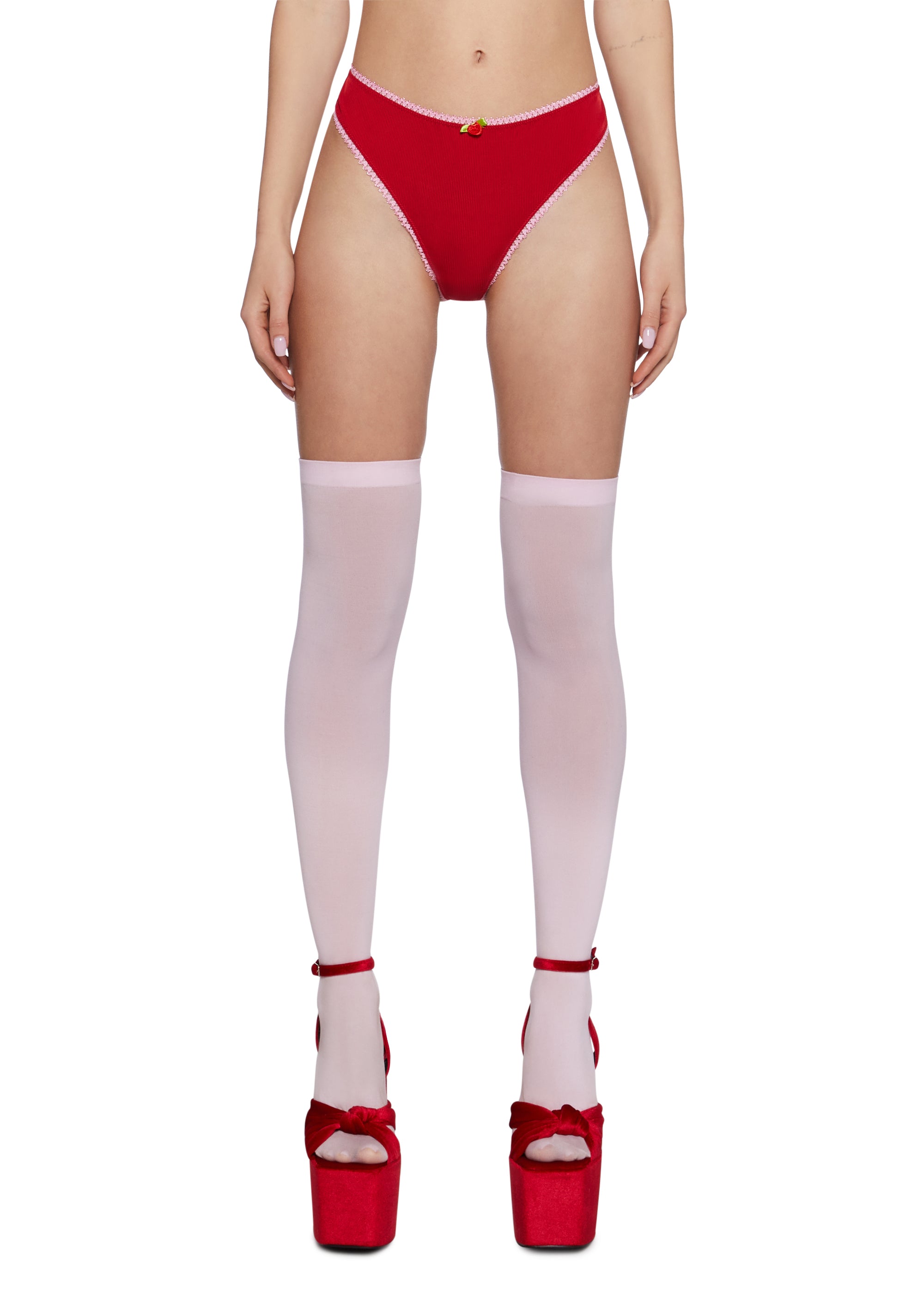 Sugar & Spice Ribbon Tie Bra & Panty Red Qn main image 1