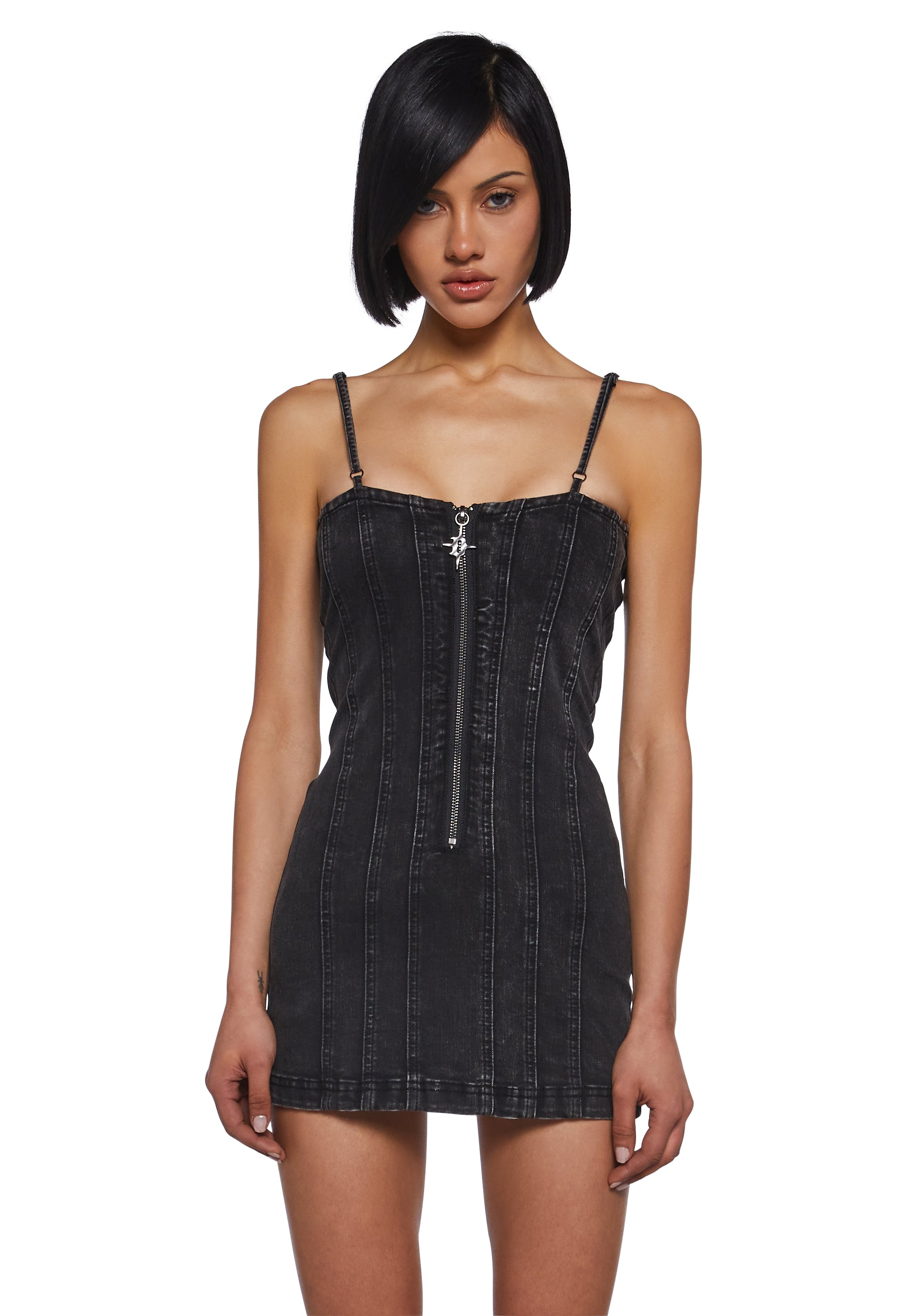 denim mini dress black Womens Sexy Washed Denim Mini Dress Darker Wavs