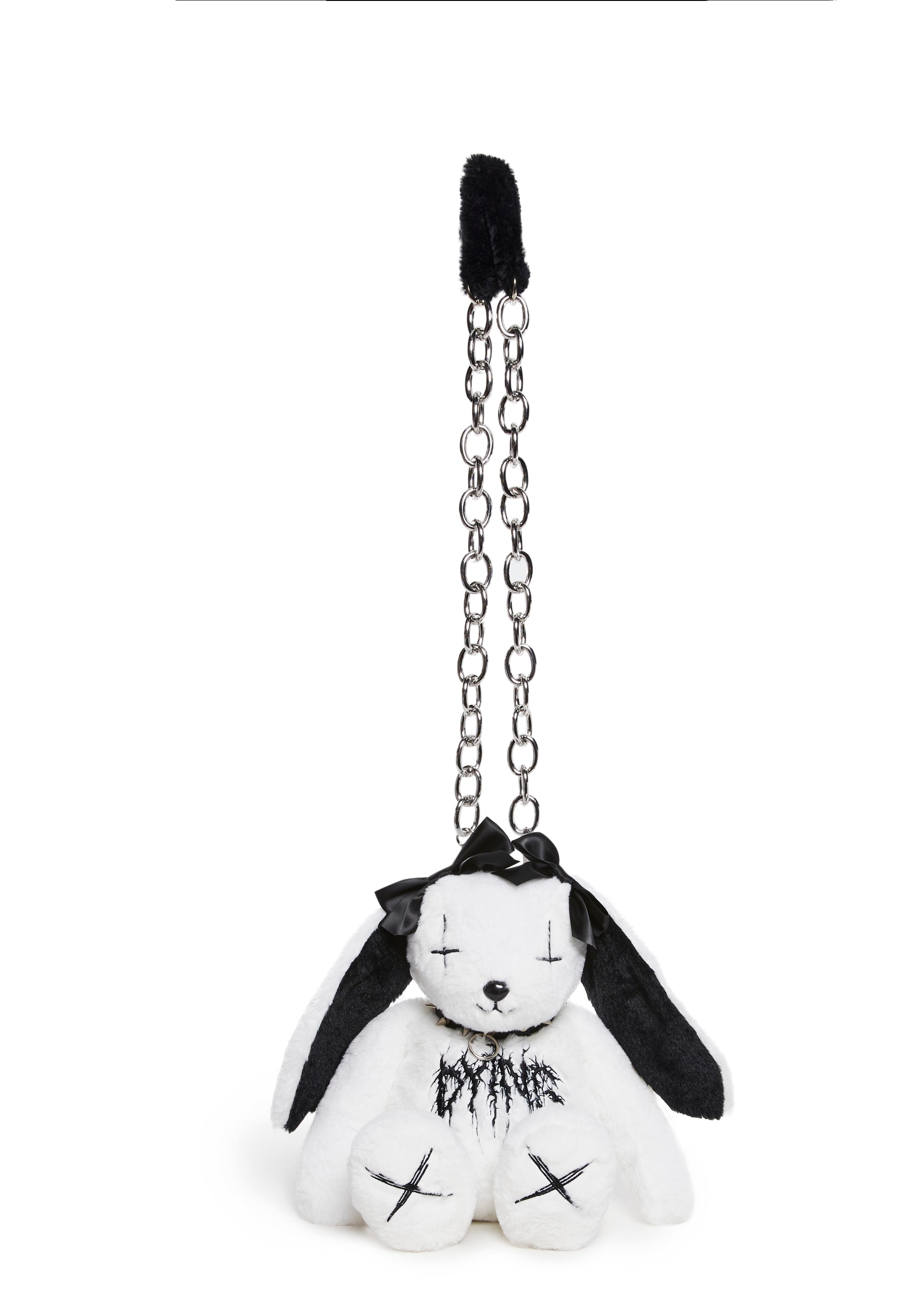 Goth Plush Dying Bunny Chain Shoulder Bag Widow - White – Dolls Kill
