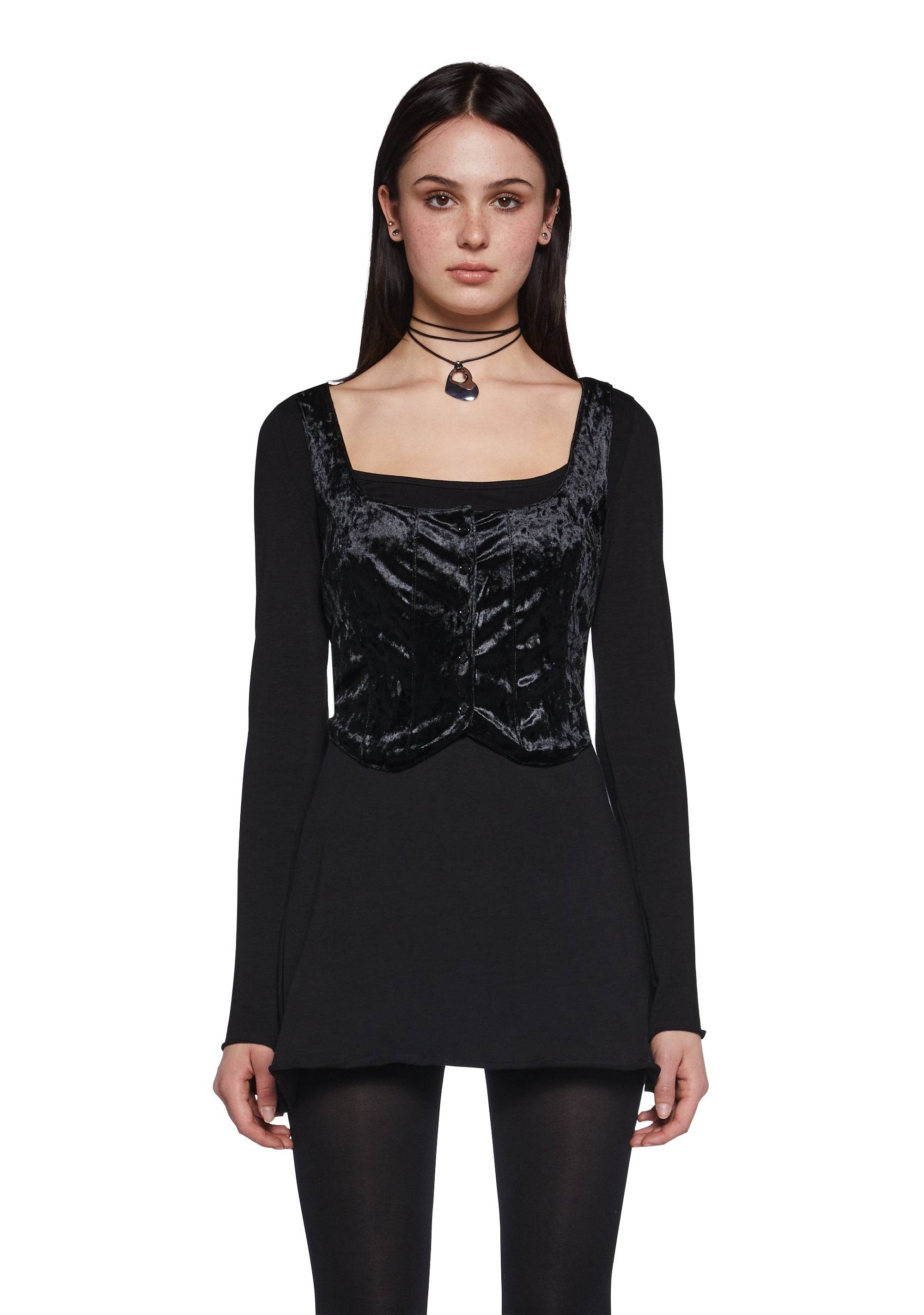 dELiA*s by Dolls Kill Decoded Messages Dress And Vest Set - Black / SMALL dELiA*s by Dolls Kill Decoded Messages Dress And Vest Set - Black / SMALL
