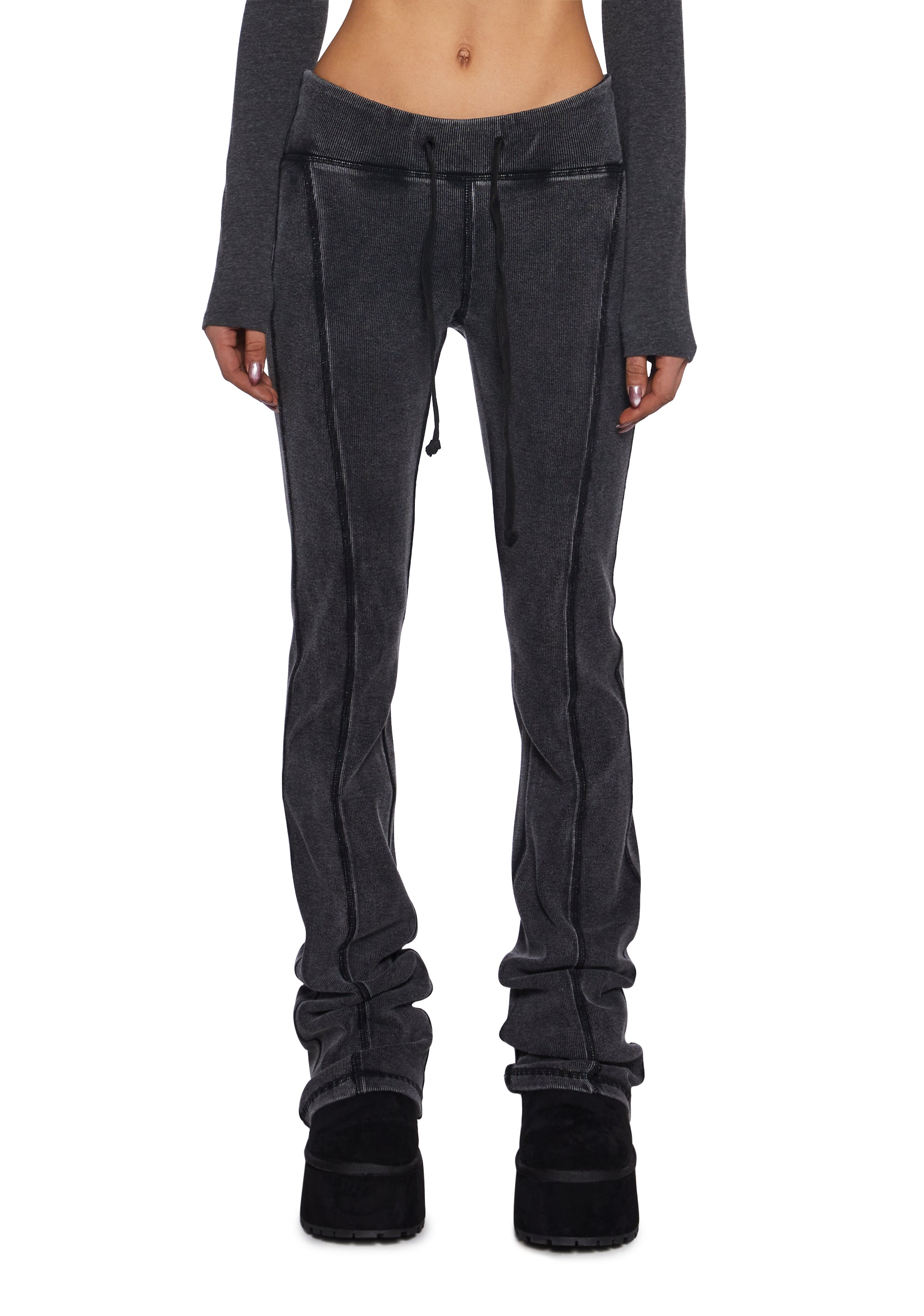 格安人気 Slim Womens Flared Kill Dolls – Gray - Mood Current Pants Yoga パンツ