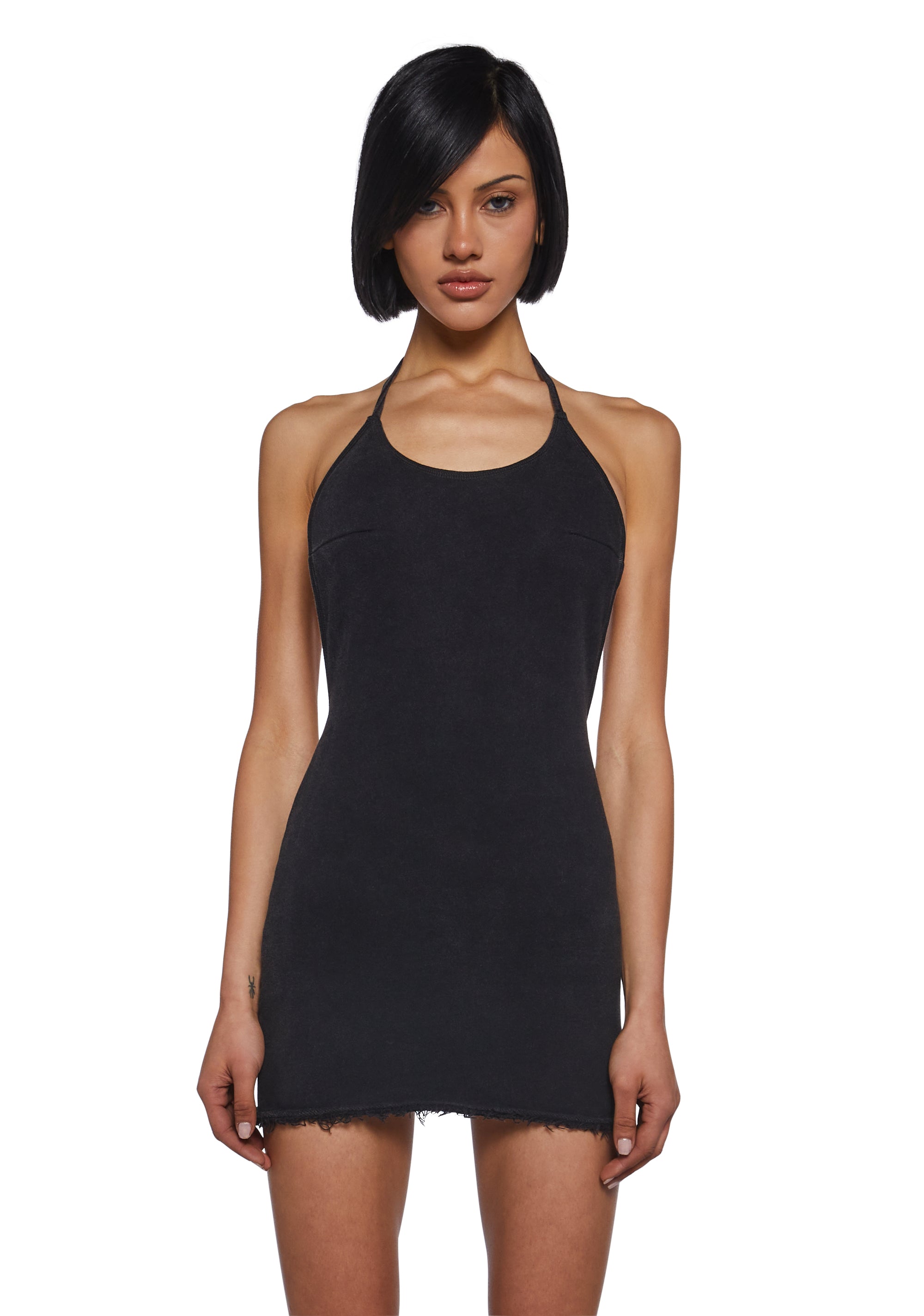 Womens French Terry Halter Mini Dress Current Mood