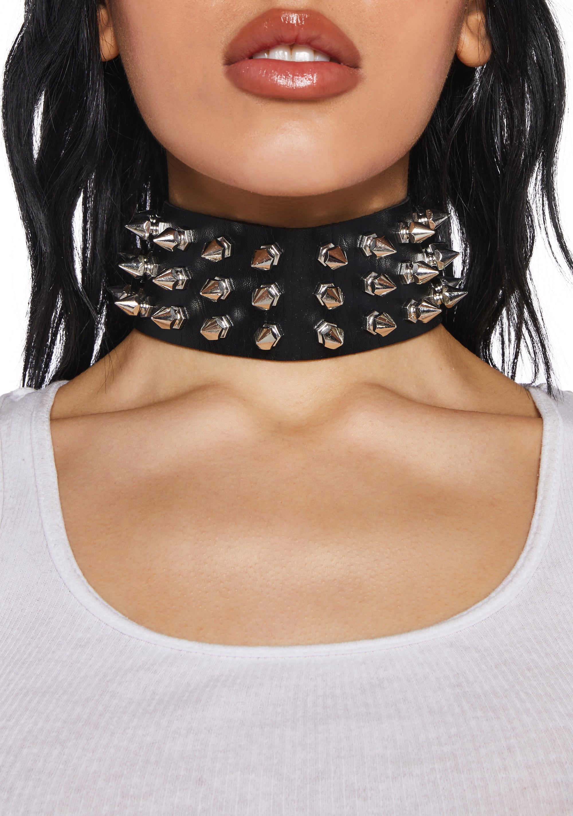 Womens Spiked Choker Necklace Goth Punk Black – Dolls Kill