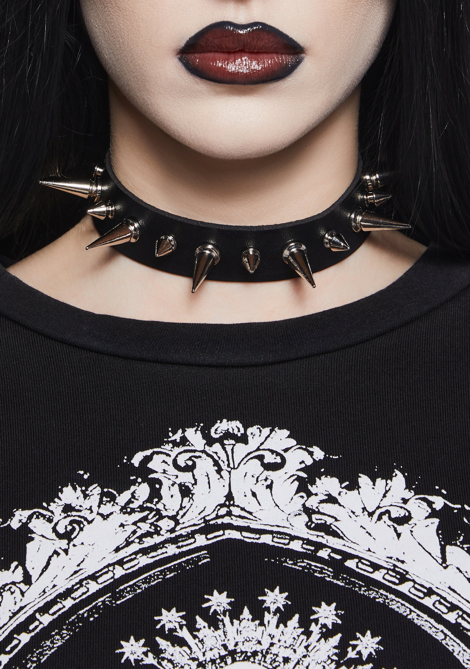 Womens Sexy Goth Choker Necklace With Spikes - Black – Dolls Kill