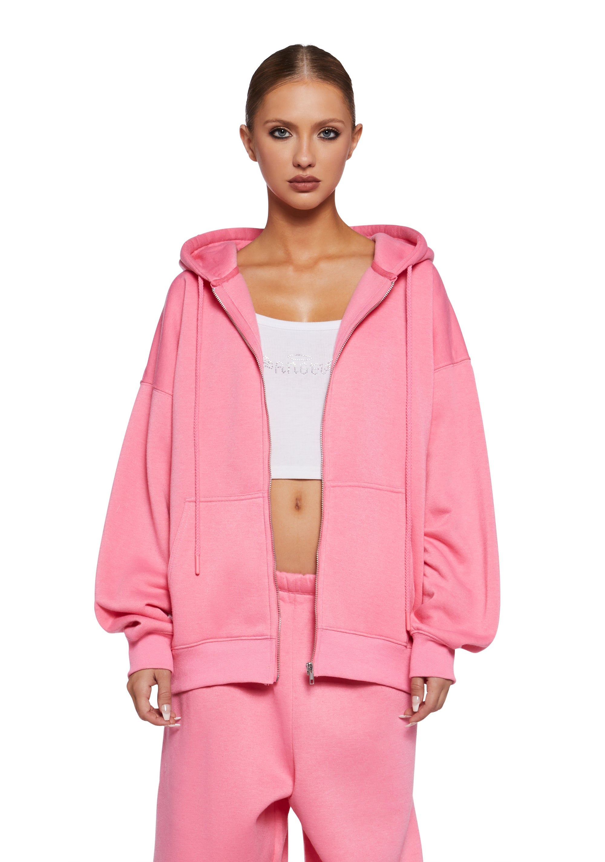 Womens Lounge Zip-Up Hoodie - Pink – Dolls Kill