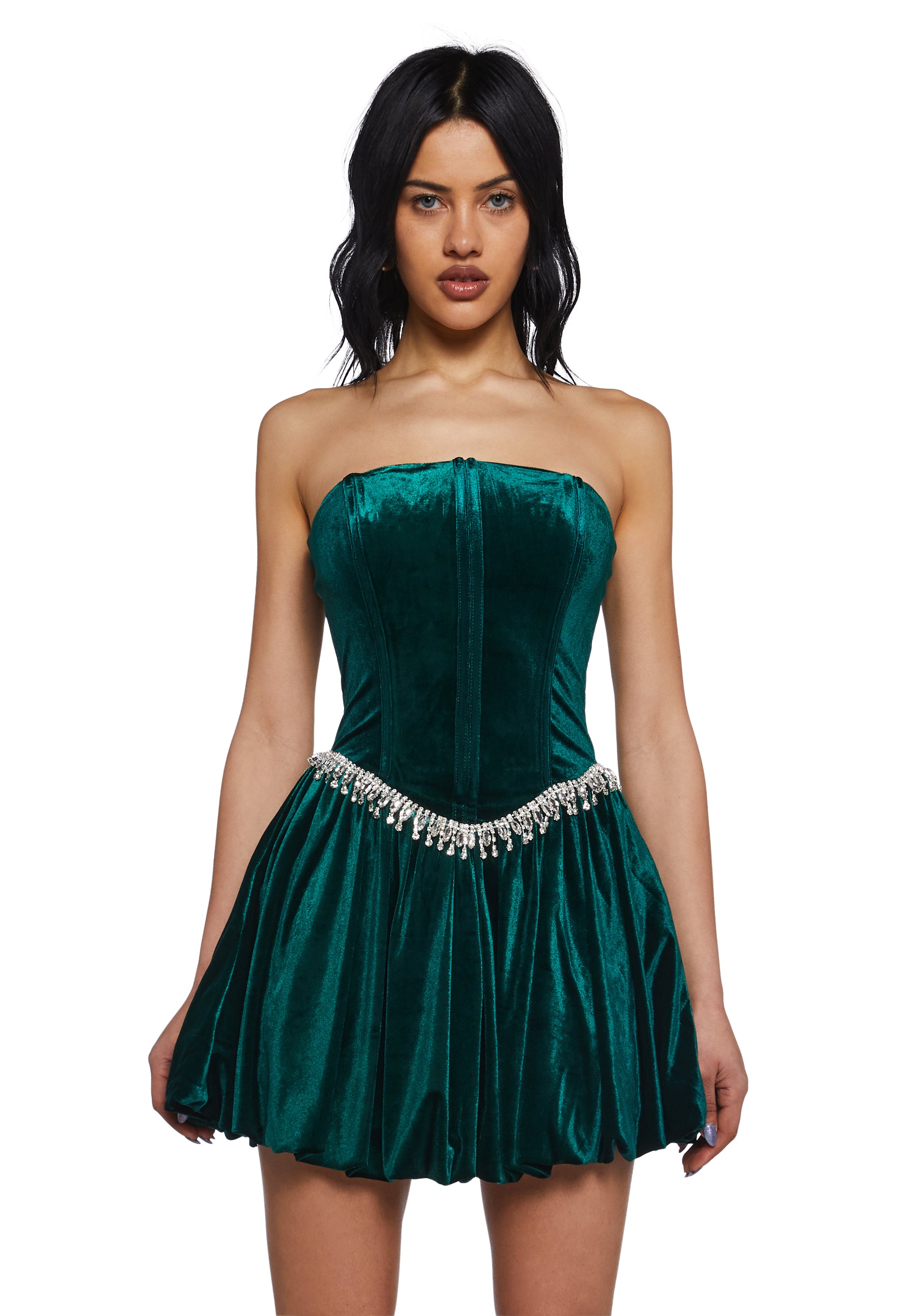 Tinsel Event Velvet Dress - Green Green / LARGE Tinsel Event Velvet Dress - Green Green / LARGE