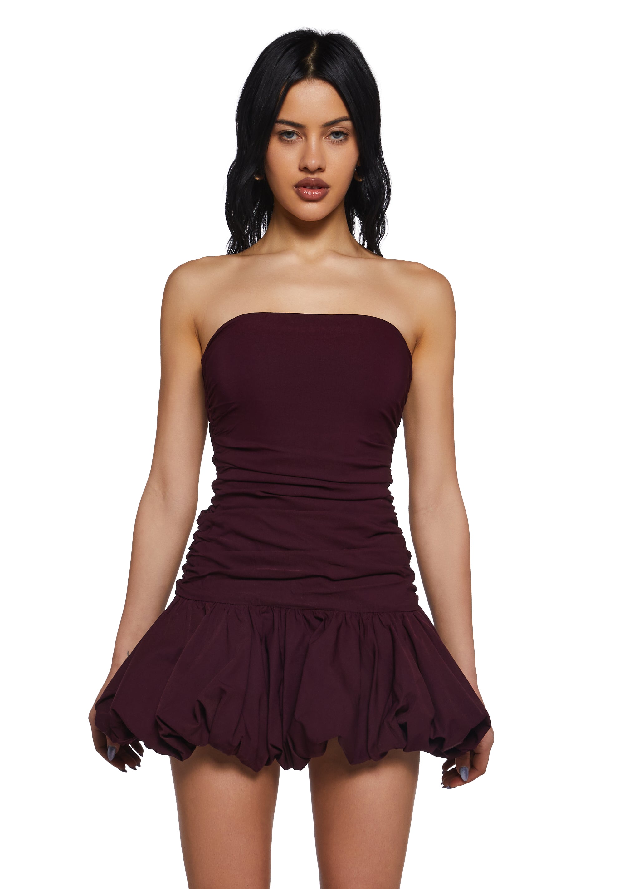 Womens Sexy Strapless Mini Bubble Hem Dress - Purple Dolls Kill Womens Sexy Strapless Mini Bubble Hem Dress - Purple Dolls Kill