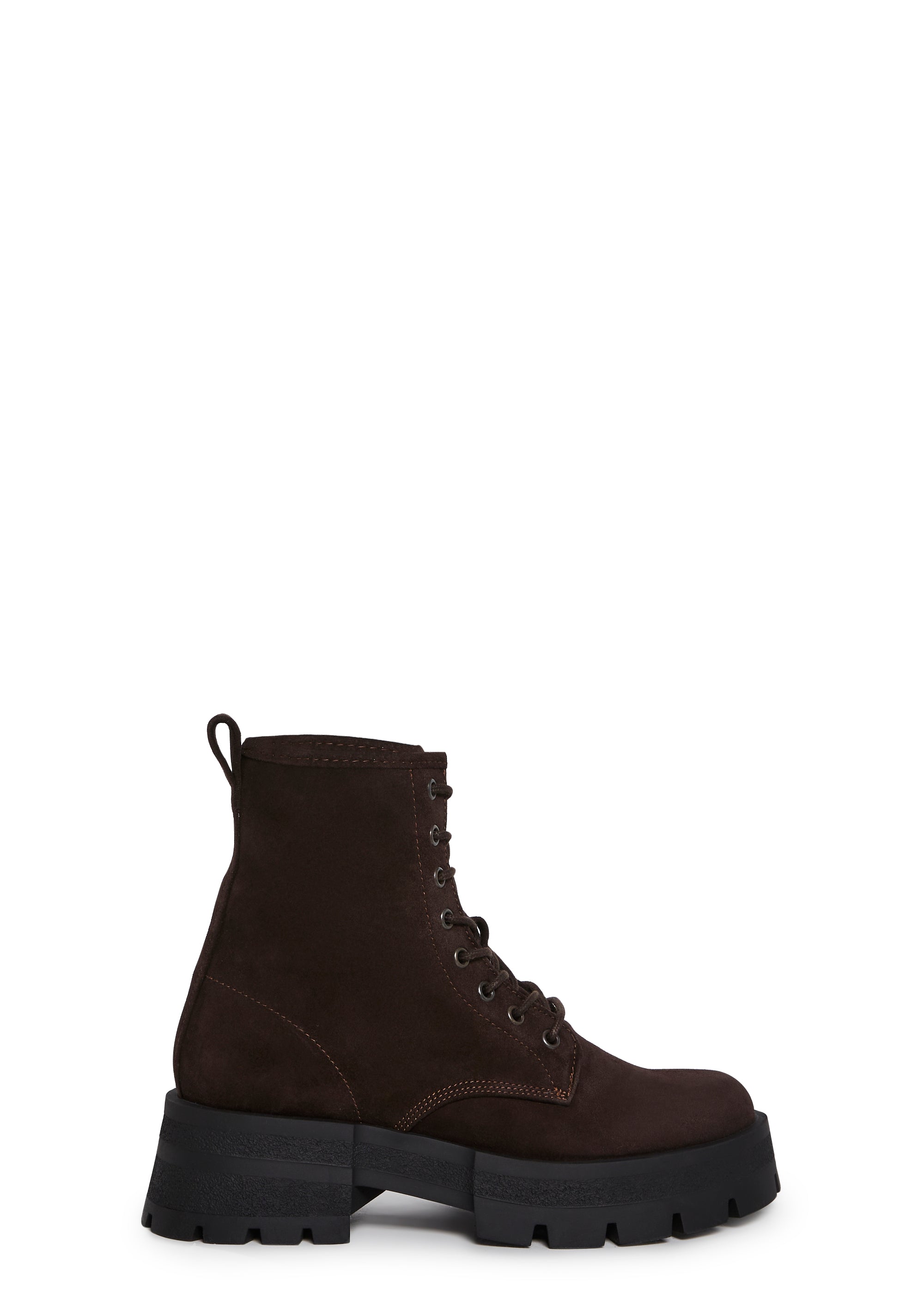 Steve Madden Faux Suede Lace Up Ankle Boots - Brown – Dolls Kill display picture 2