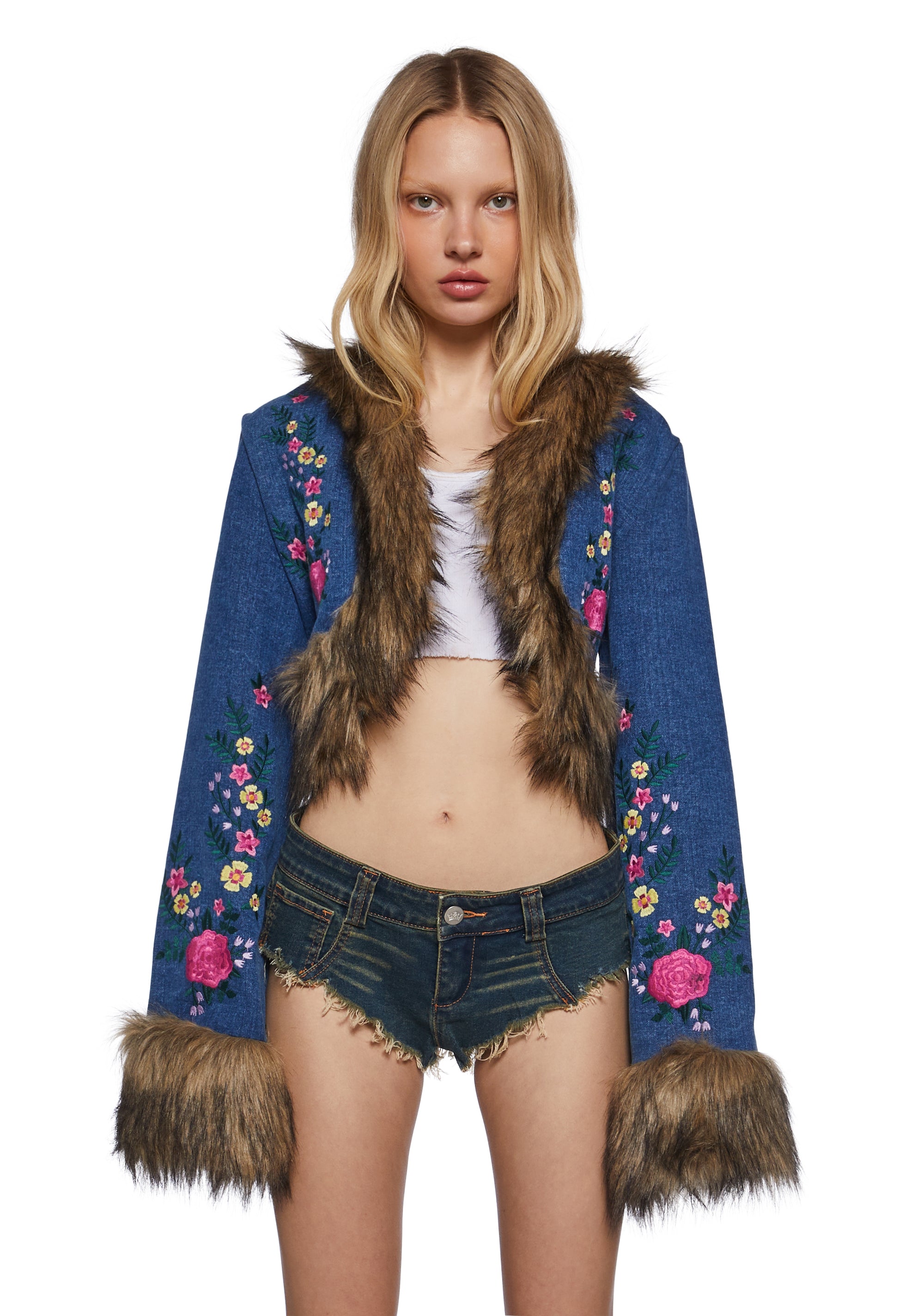 Dolores Blue Cotton Frill Jacket