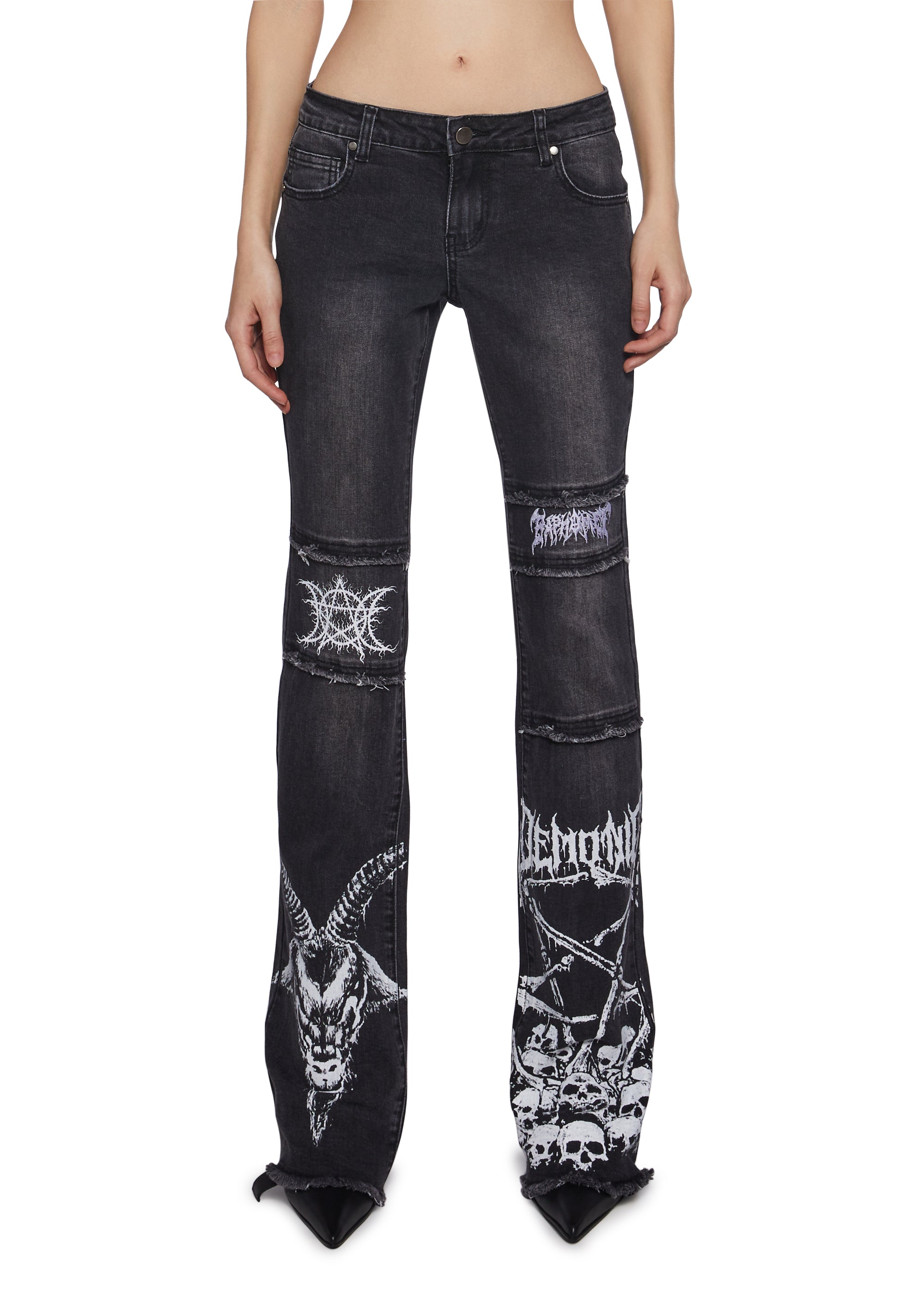 Gothic Metal Waxed Flare Jeans