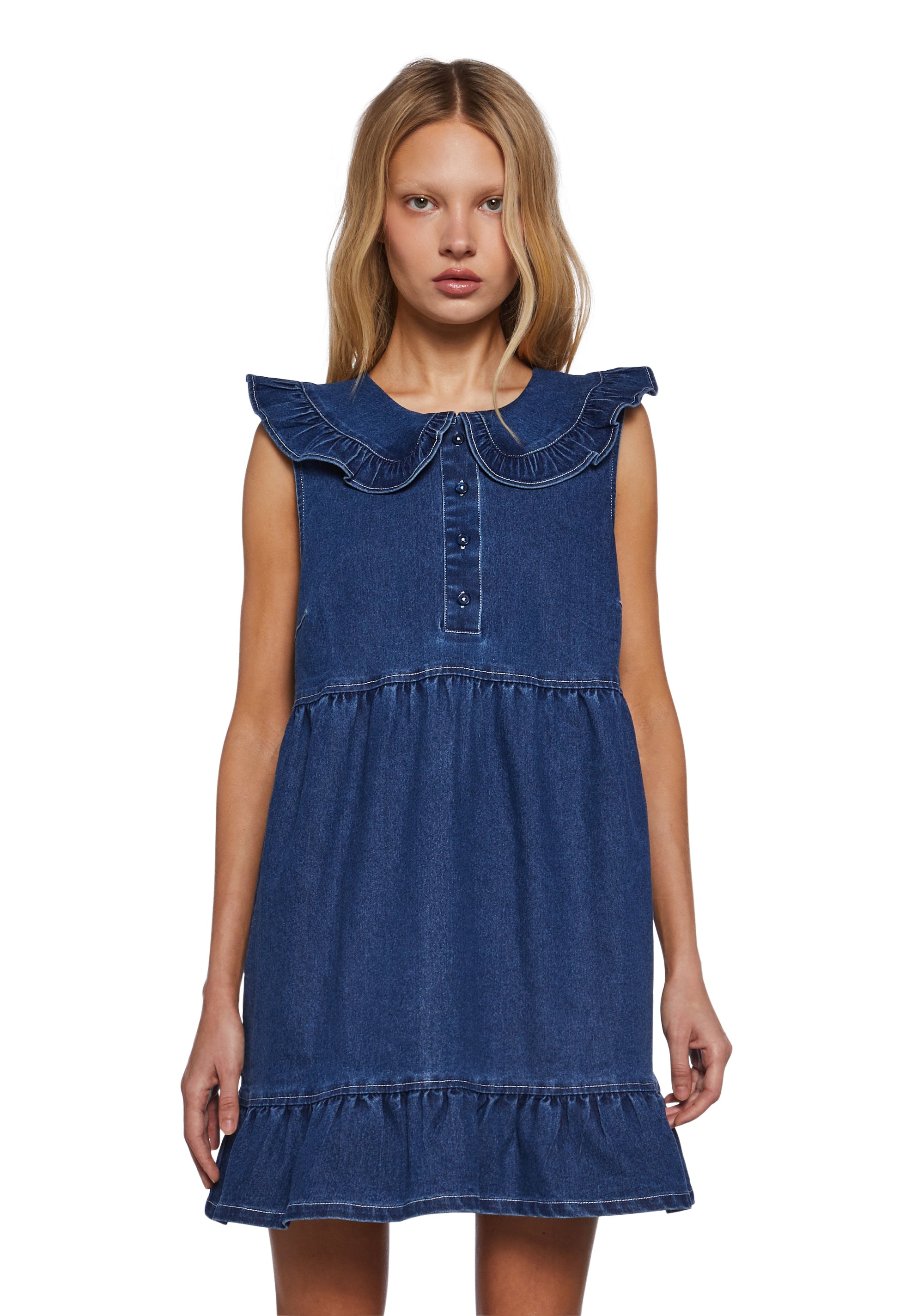 Womens Denim Chambray Collared Babydoll Mini Dress Delias- Blue Dolls Kill Womens Denim Chambray Collared Babydoll Mini Dress Delias- Blue Dolls Kill