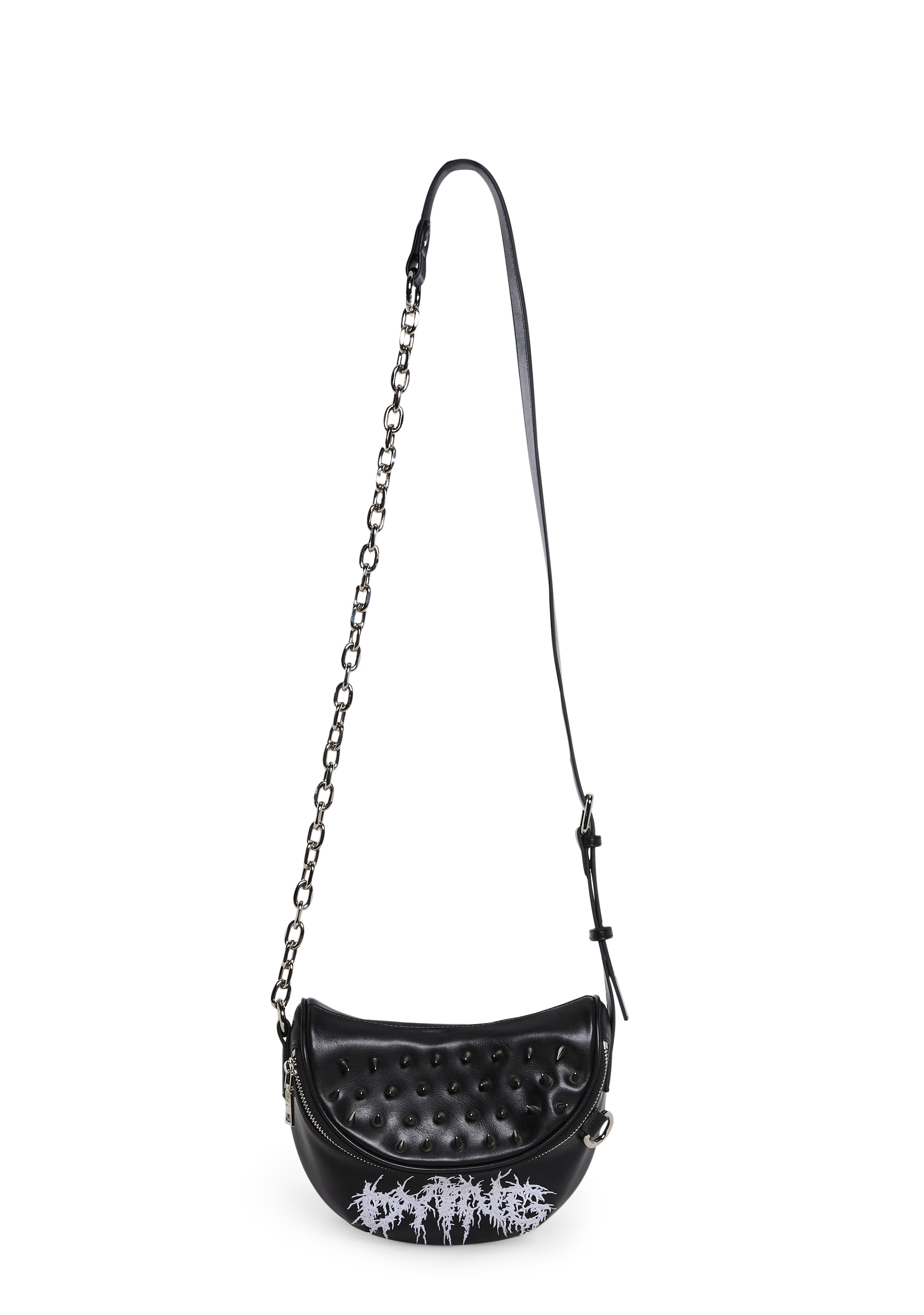 Goth Spiked Crossbody Shoulder Bag With Embroidery Widow - Black 