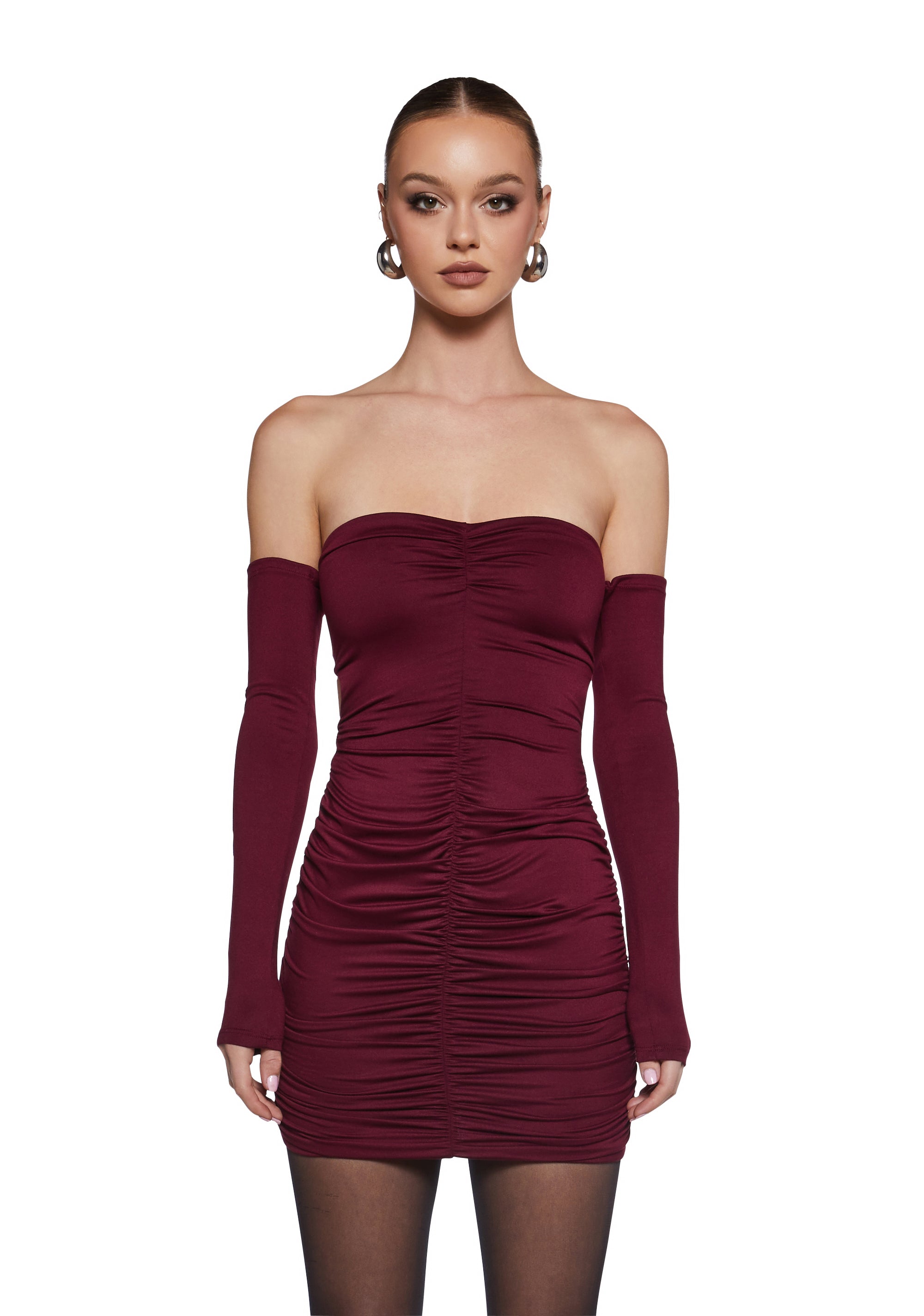 Womens Sexy Bodycon Ruched Strappy Mini Dress