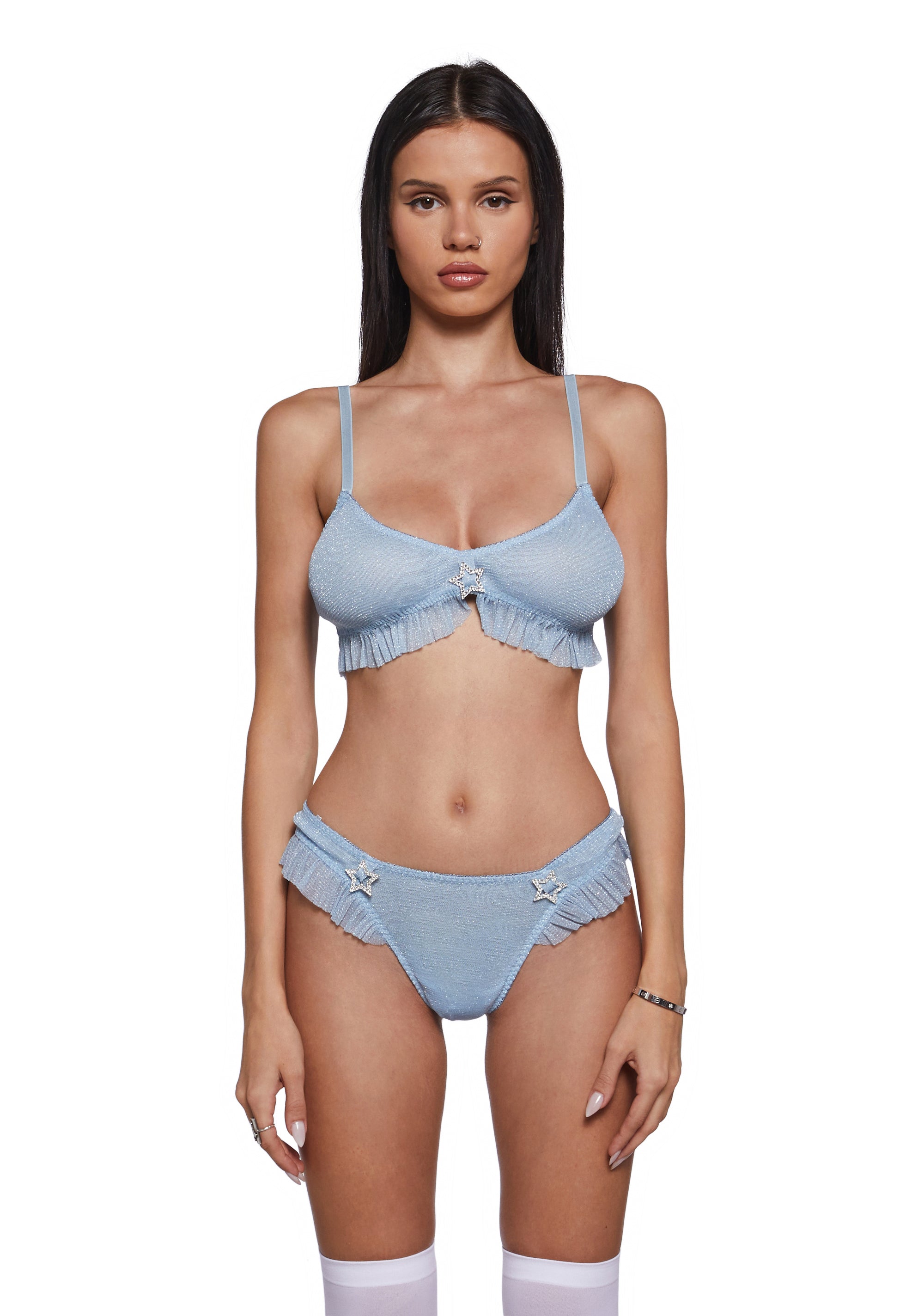 Womens Sexy Glitter Mesh Bra And Thong Panty Set With Rhinestone Stars Sugar Thrillz - Blue Dolls Kill Womens Sexy Glitter Mesh Bra And Thong Panty Set With Rhinestone Stars Sugar Thrillz - Blue Dolls Kill