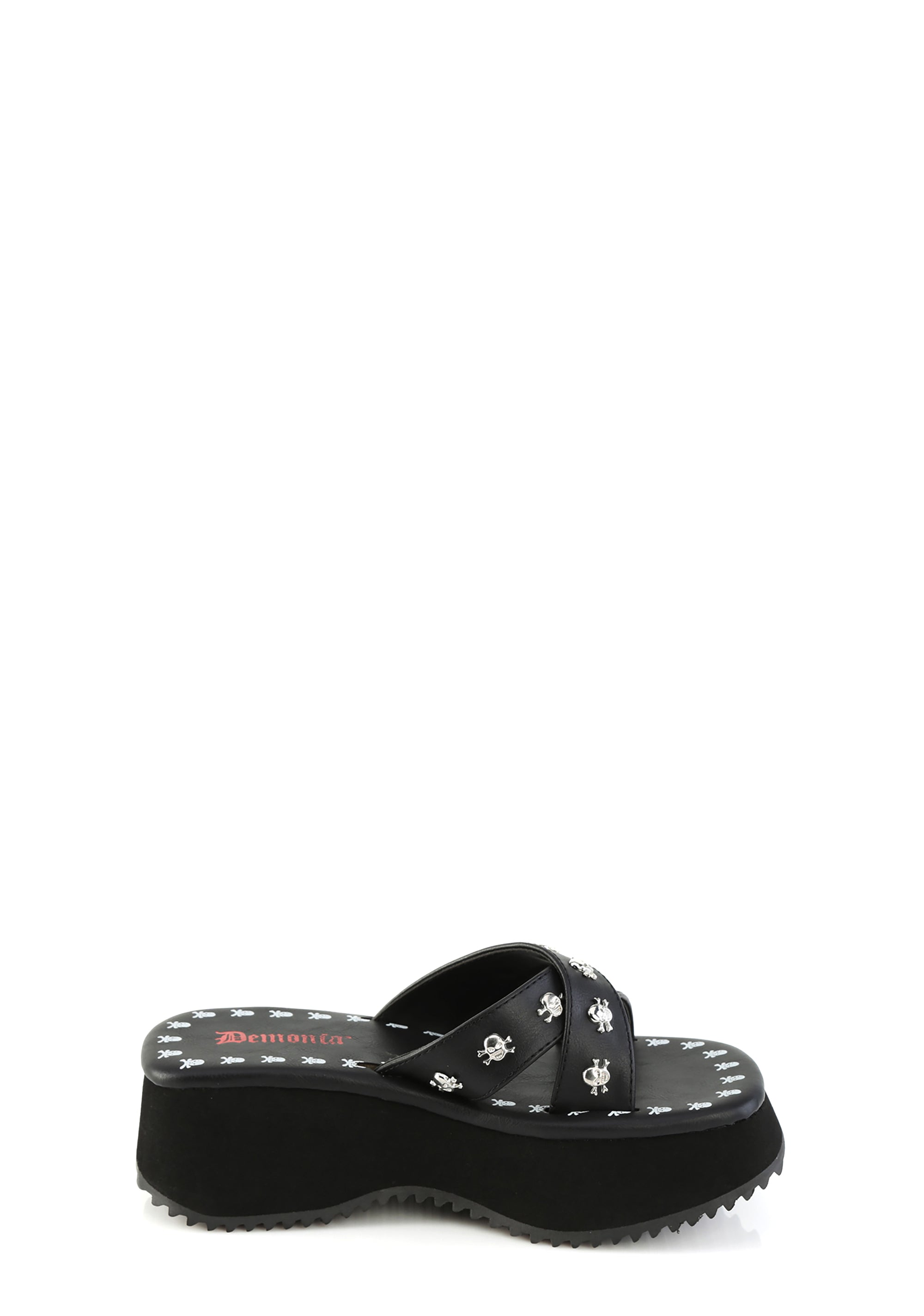 Demonia Flip-05 Skull Studded Platform Slides Black – Dolls Kill