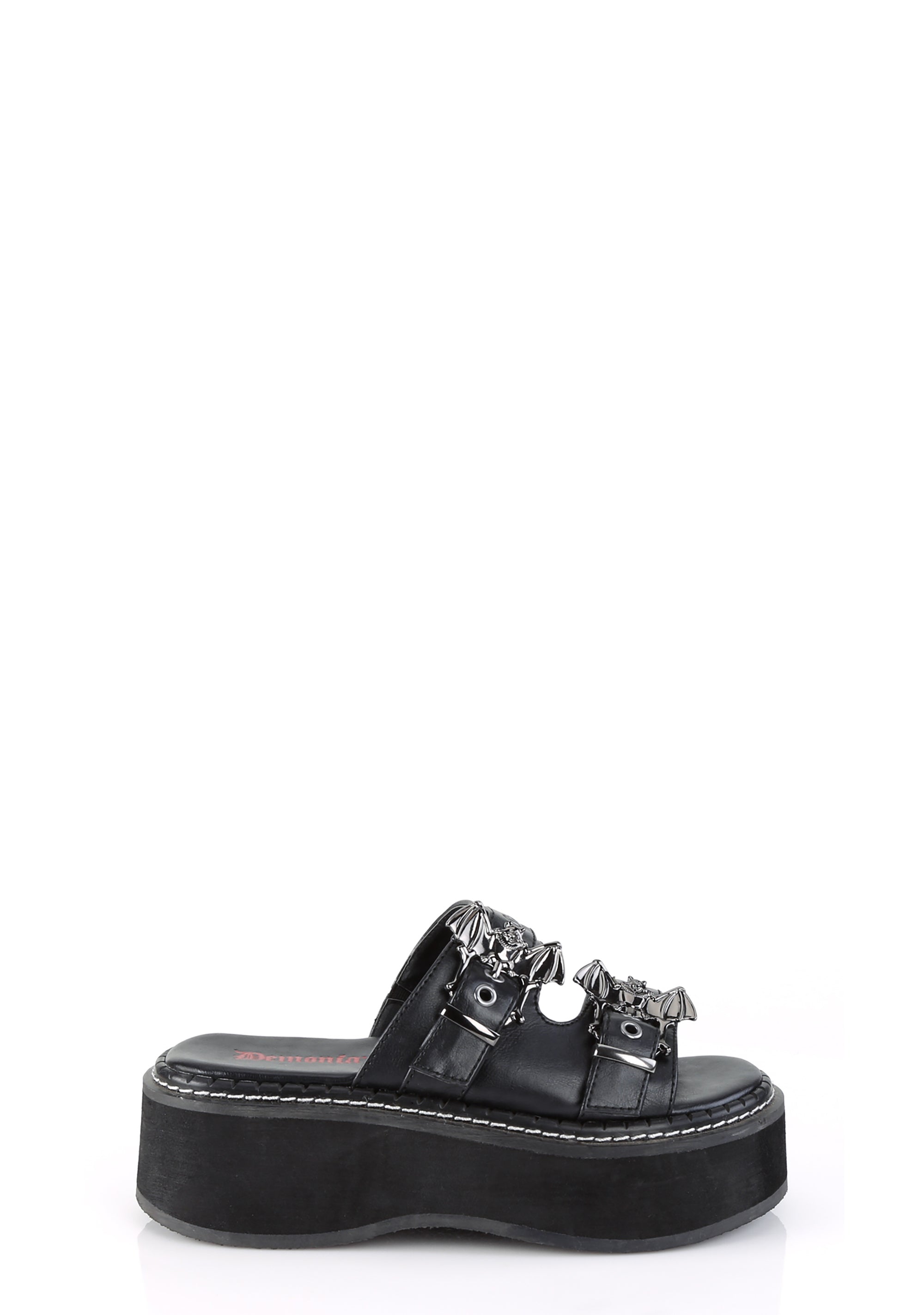 Demonia Emily-100 Bat Double Sandals Black – Dolls Kill