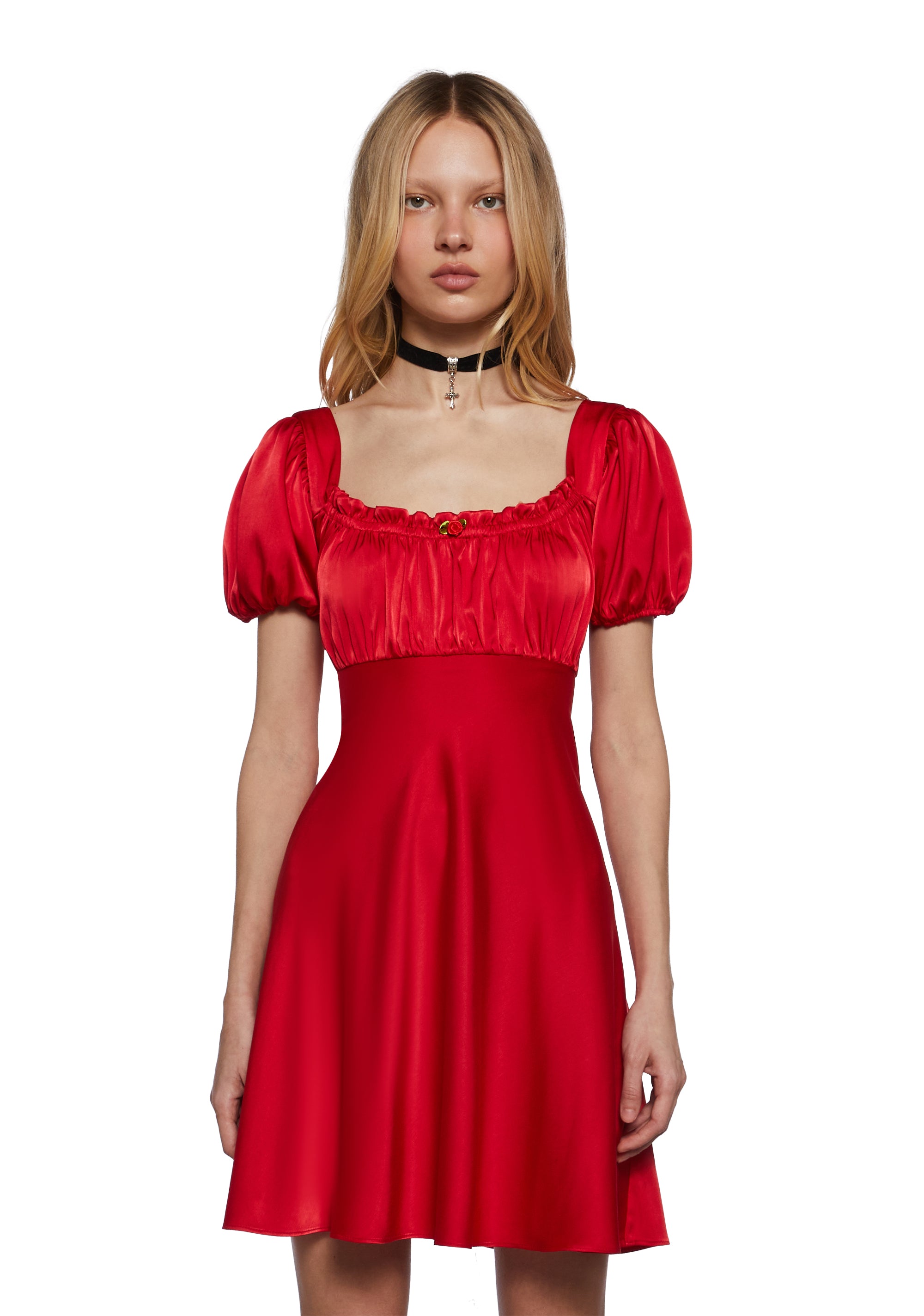 dollskill satin dress Horoscopez Satin Lace Trim Slit Midi Dress Red Black