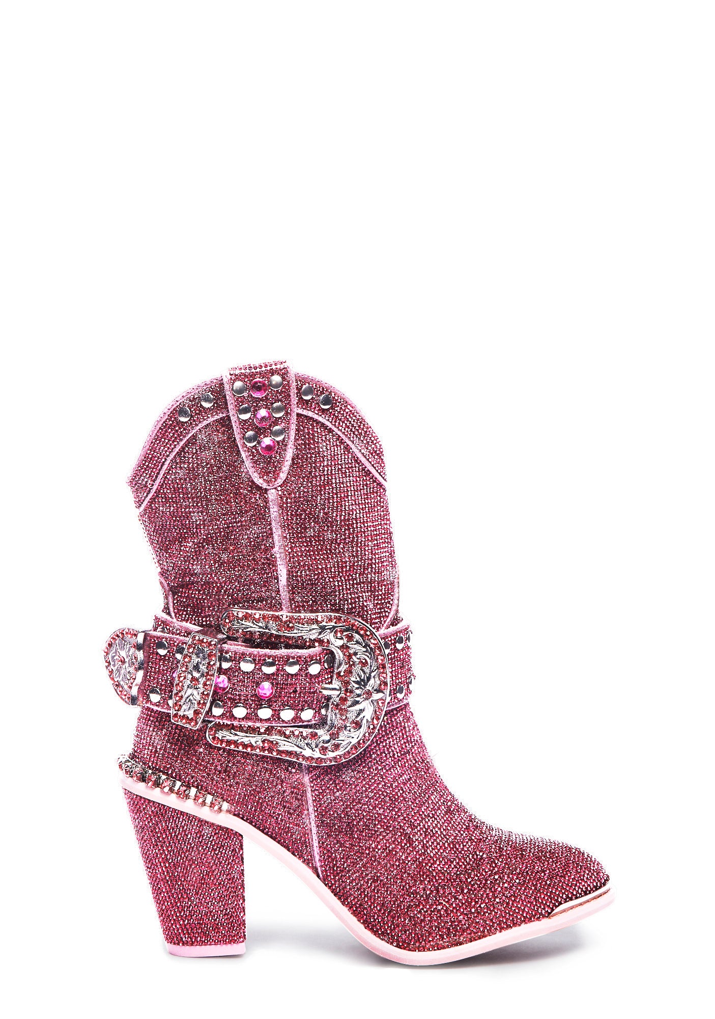 Club Exx Rhinestone Cowboy Boots Pink – Dolls Kill