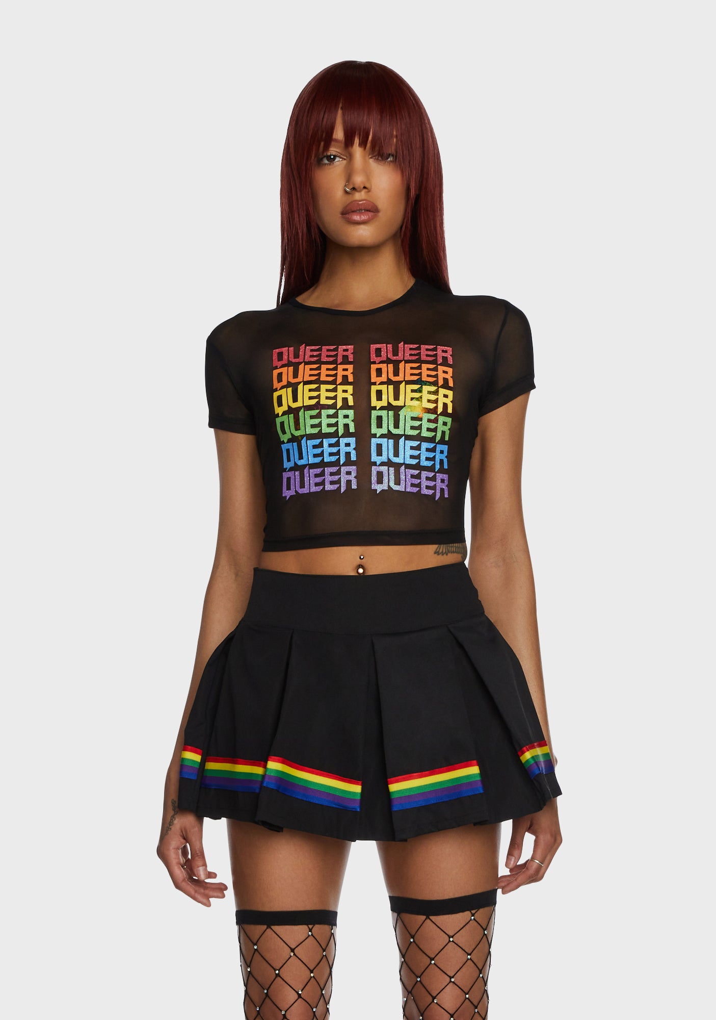 Rainbow mesh top deals