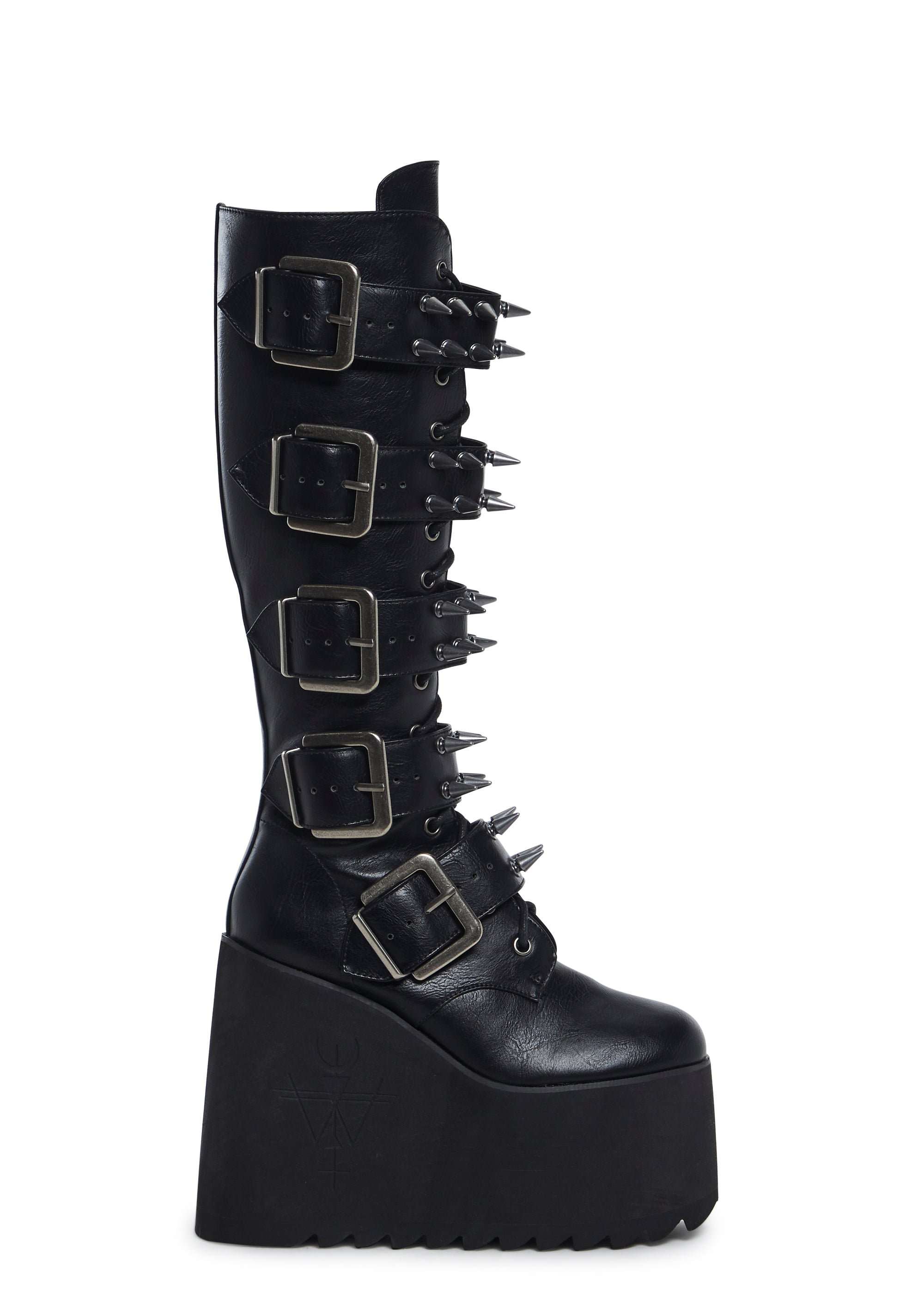 Widow Vegan Leather Buckle Platform Boots Dolls Kill