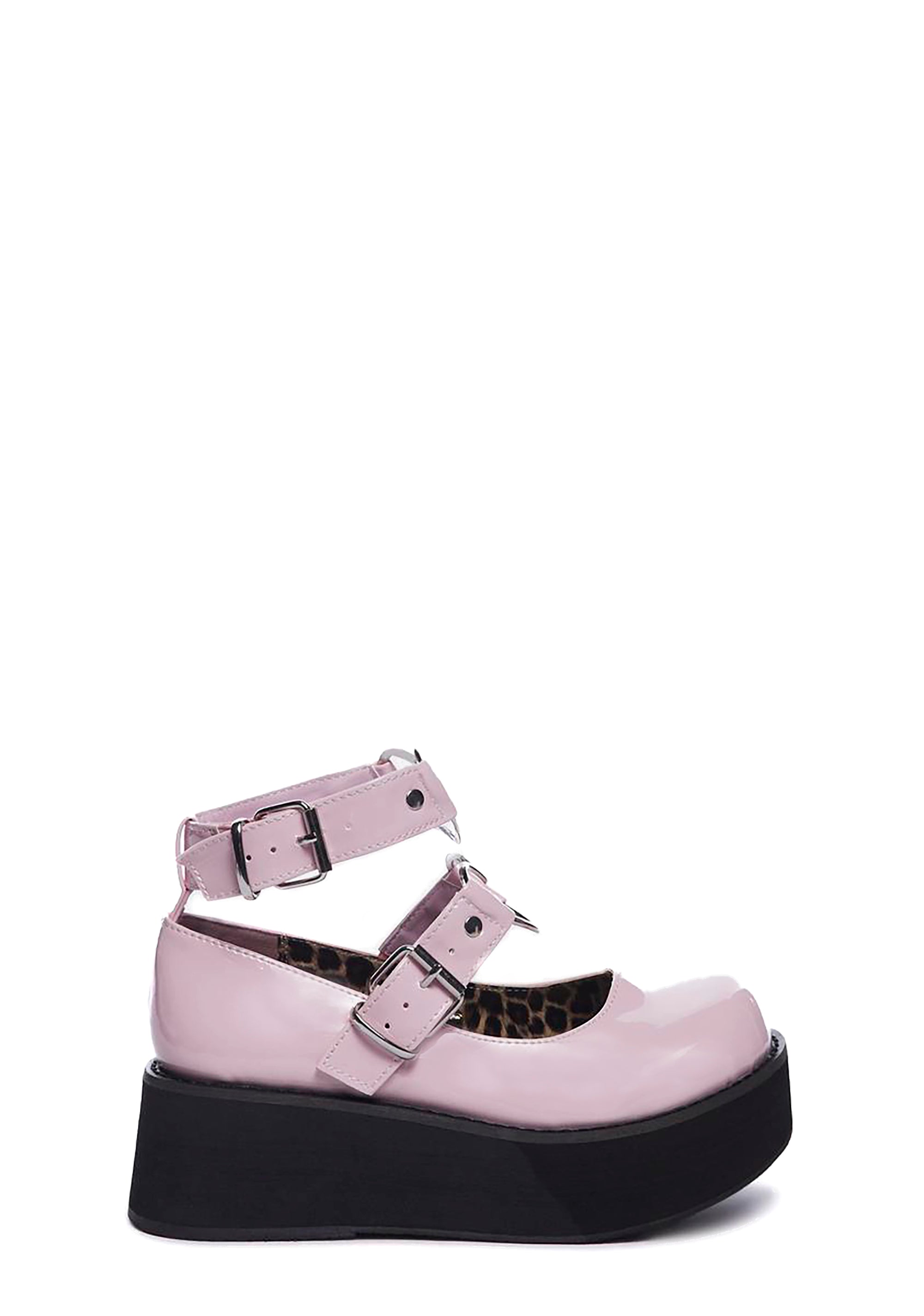 Demonia Sprite-02 Heart Mary Janes - Pink Patent – Dolls Kill