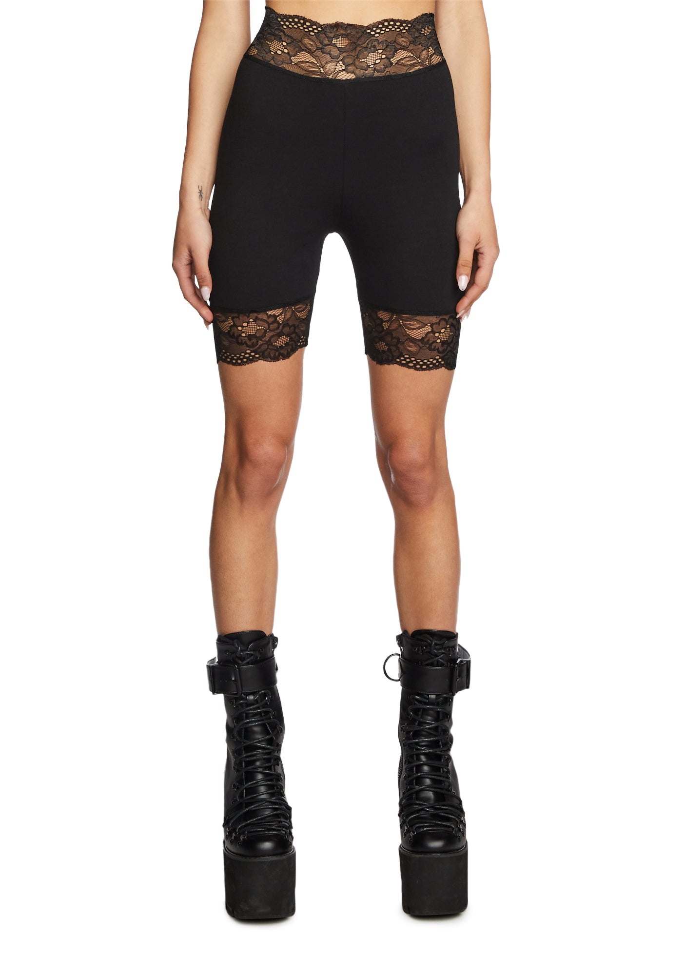 Black biker sales shorts with lace