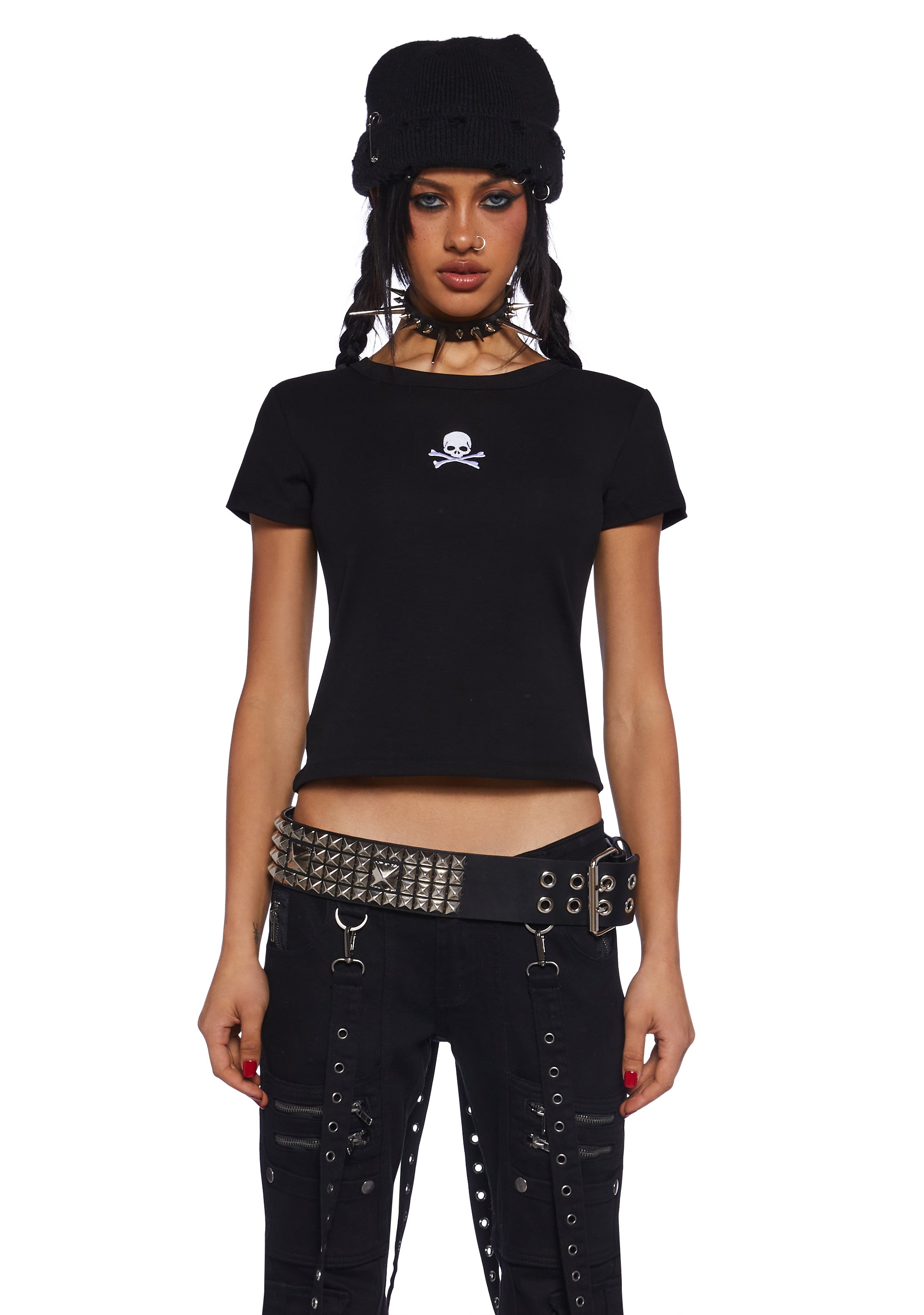 Current Mood Skull And Bones Baby Tee Dolls Kill