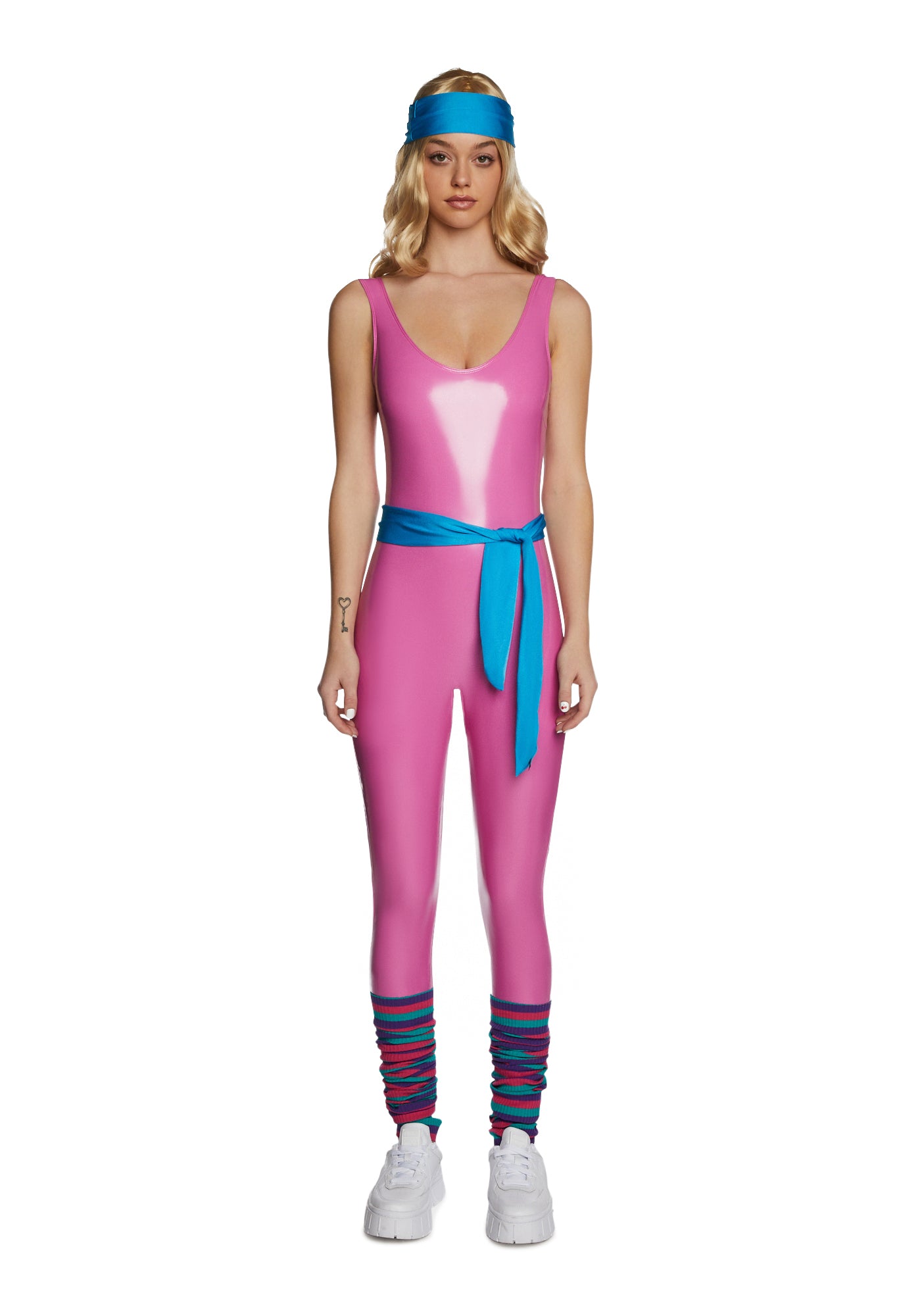 Trickz N' Treatz Sexy 80s Jazzercise Jumpsuit Set - Pink