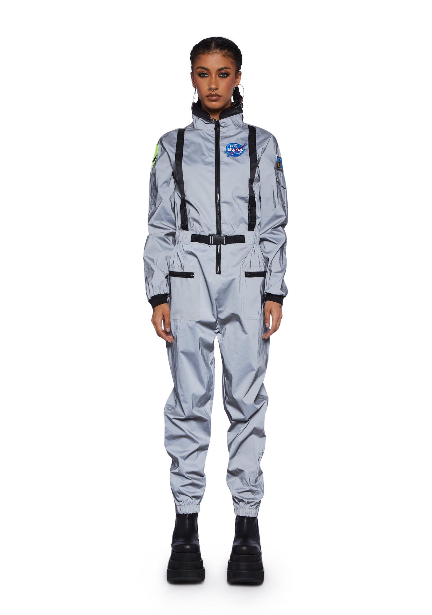 Halloween Dolls Kill Reflective Astronaut Space Jumpsuit Costume
