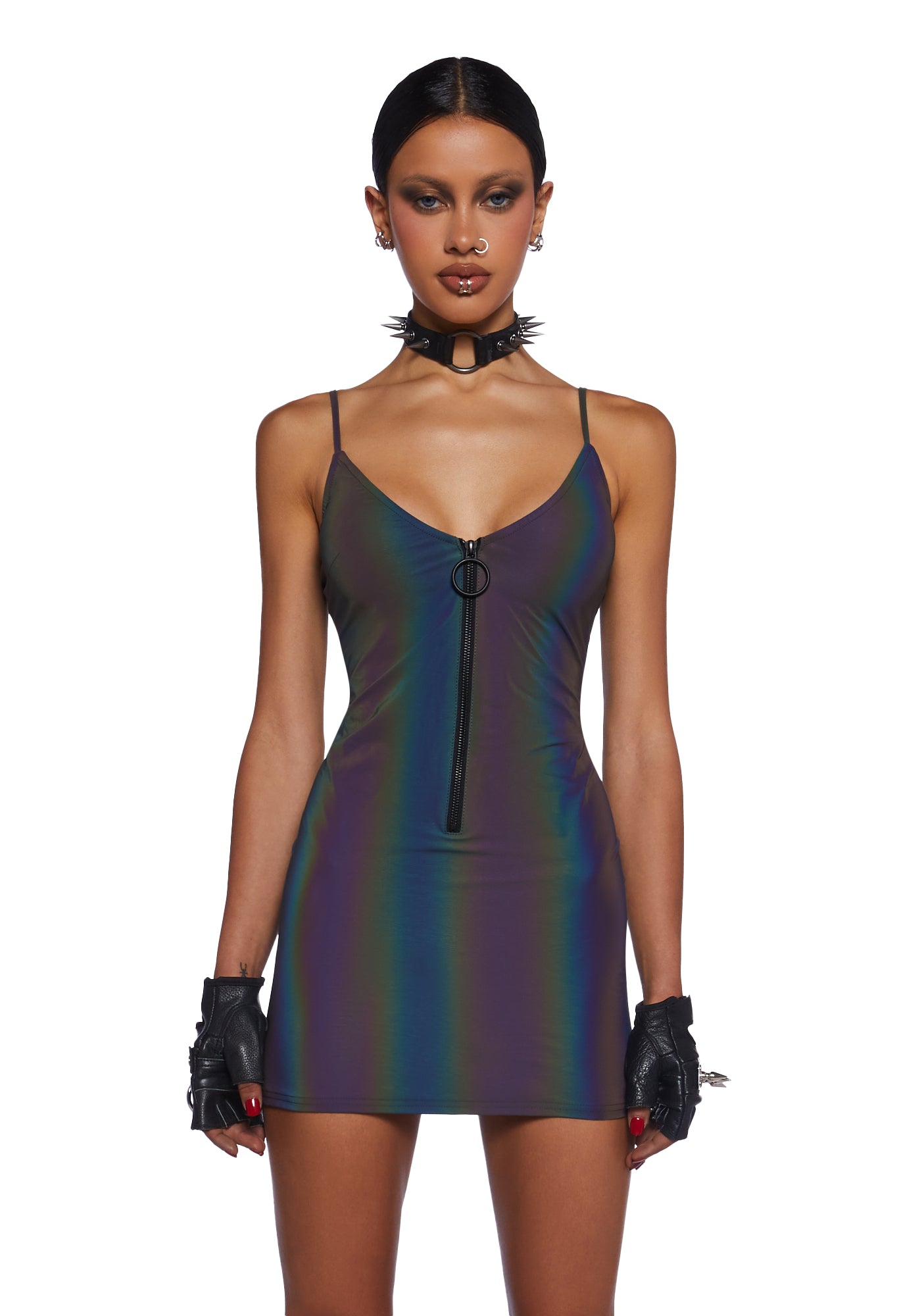 reflective mini dress Cut It Out Reflective Mini Dress - Multi Color