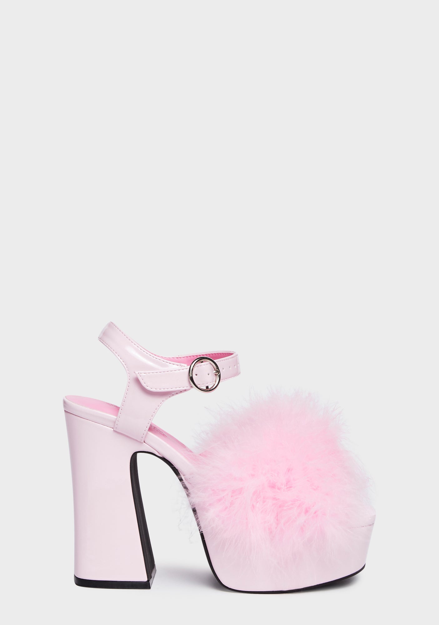 Sugar Thrillz Pink Marabou Fluff High Heel Platforms
