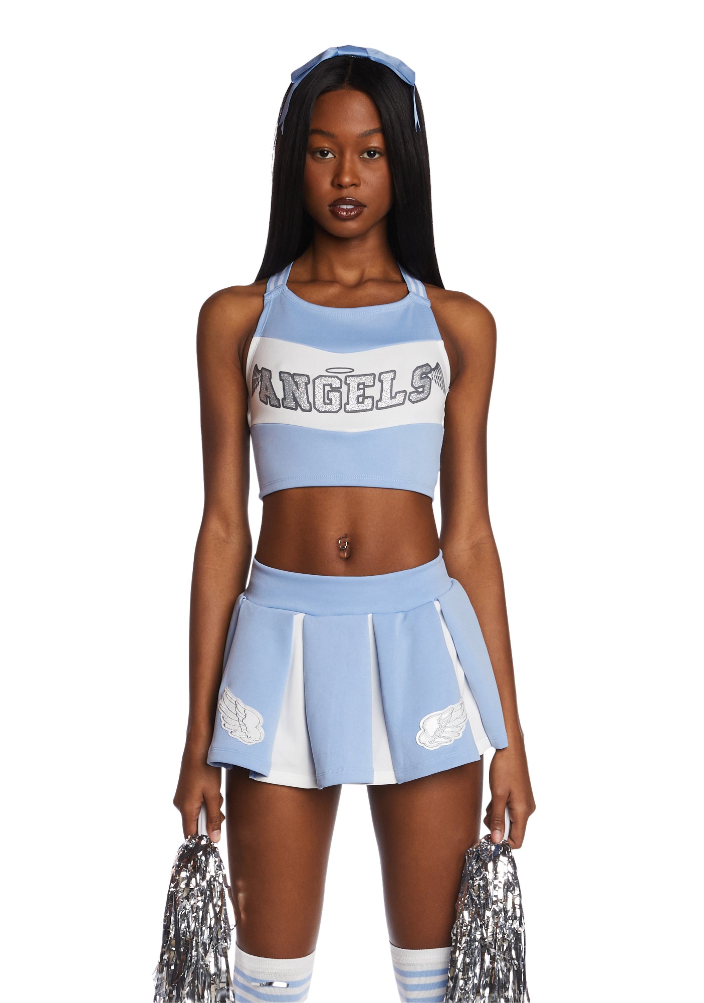 Heaven s Cheerleader Costume Set Blue Medium Adult Blue