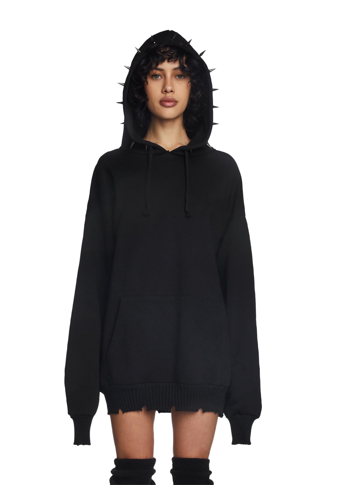 Current Mood Black Spiked Pullover Hoodie