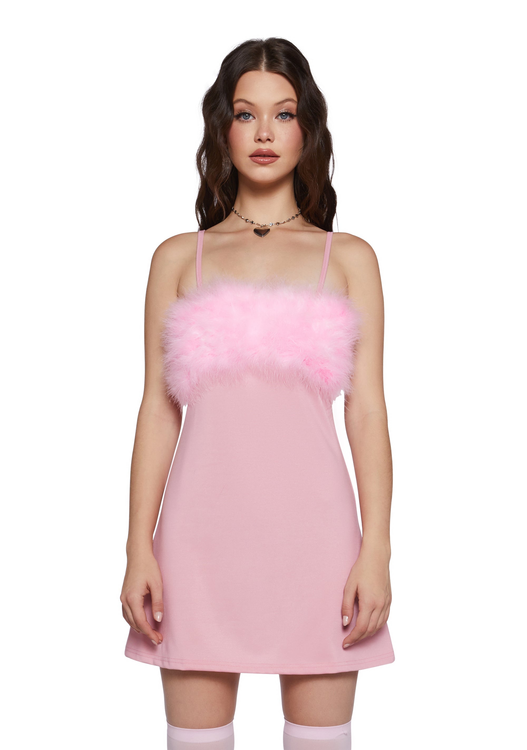 Flirty N' Thriving Marabou Dress - Pink