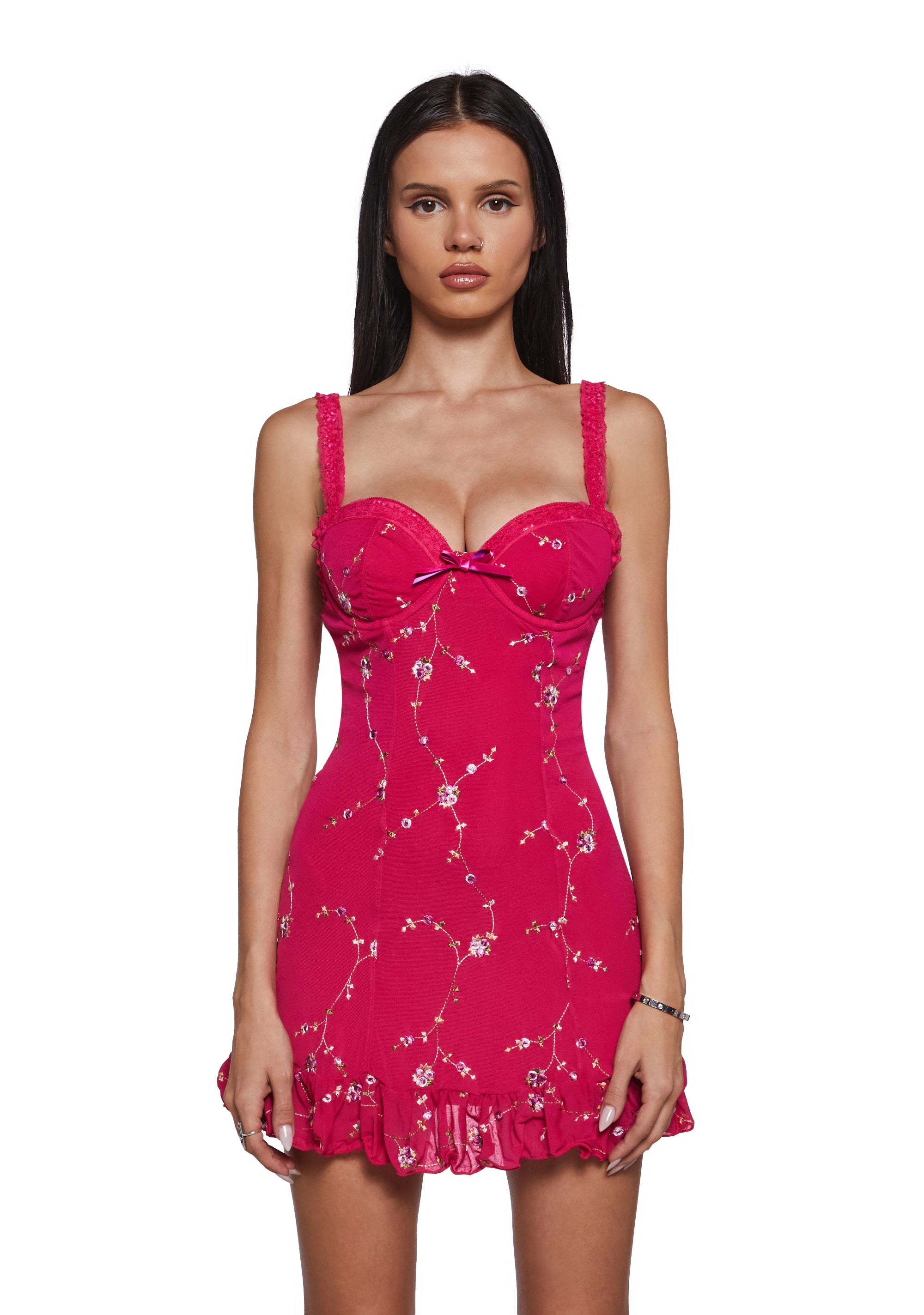dark pink slip dress Victorias Secret Satin Chemise Slip Dress Womens Small Lace Trim Dark Pink Shiny