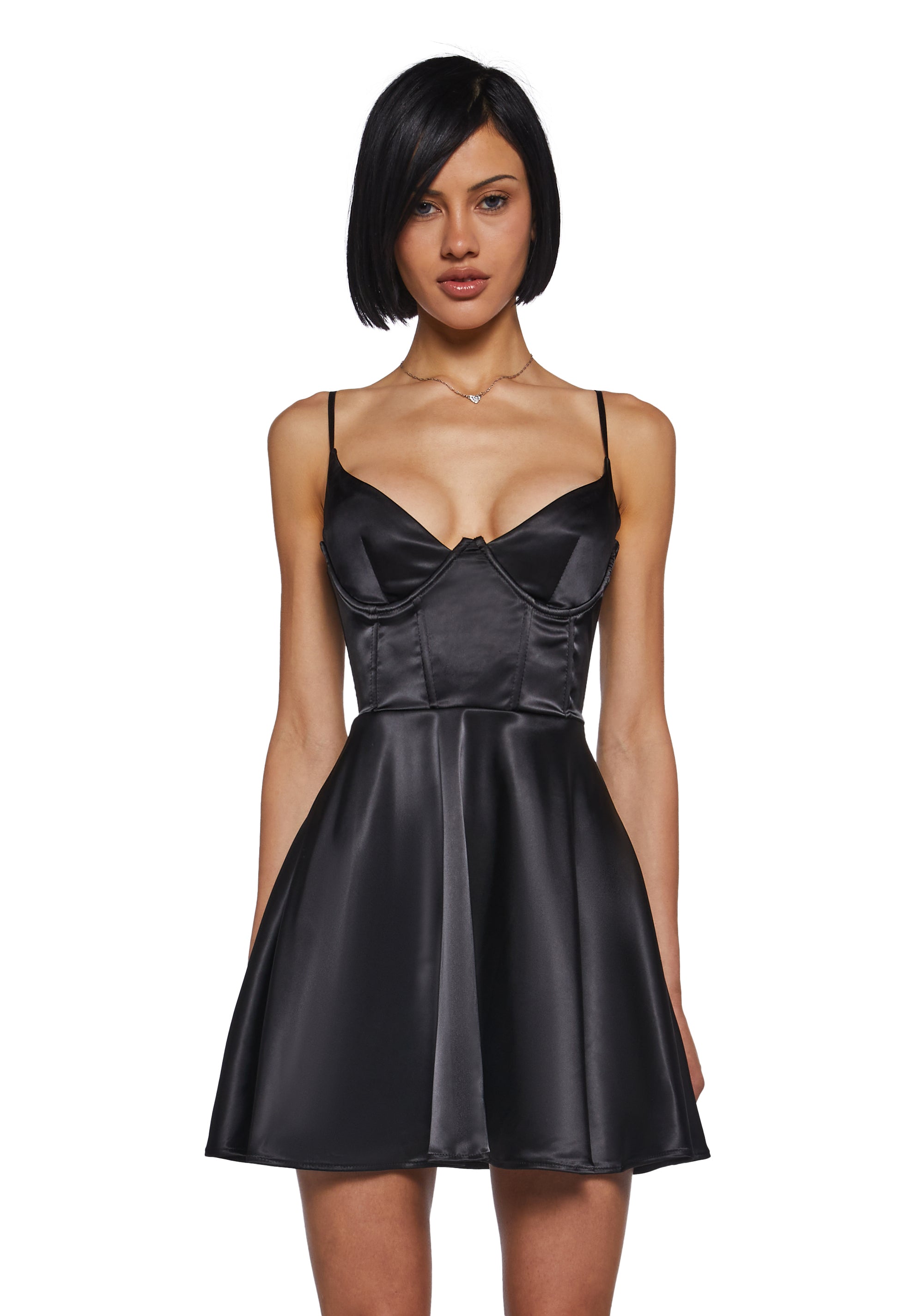 Poster Grl Corset Mini Dress Satin Sleeveless Fit N' Flare Black Dolls Kill Poster Grl Corset Mini Dress Satin Sleeveless Fit N' Flare Black Dolls Kill