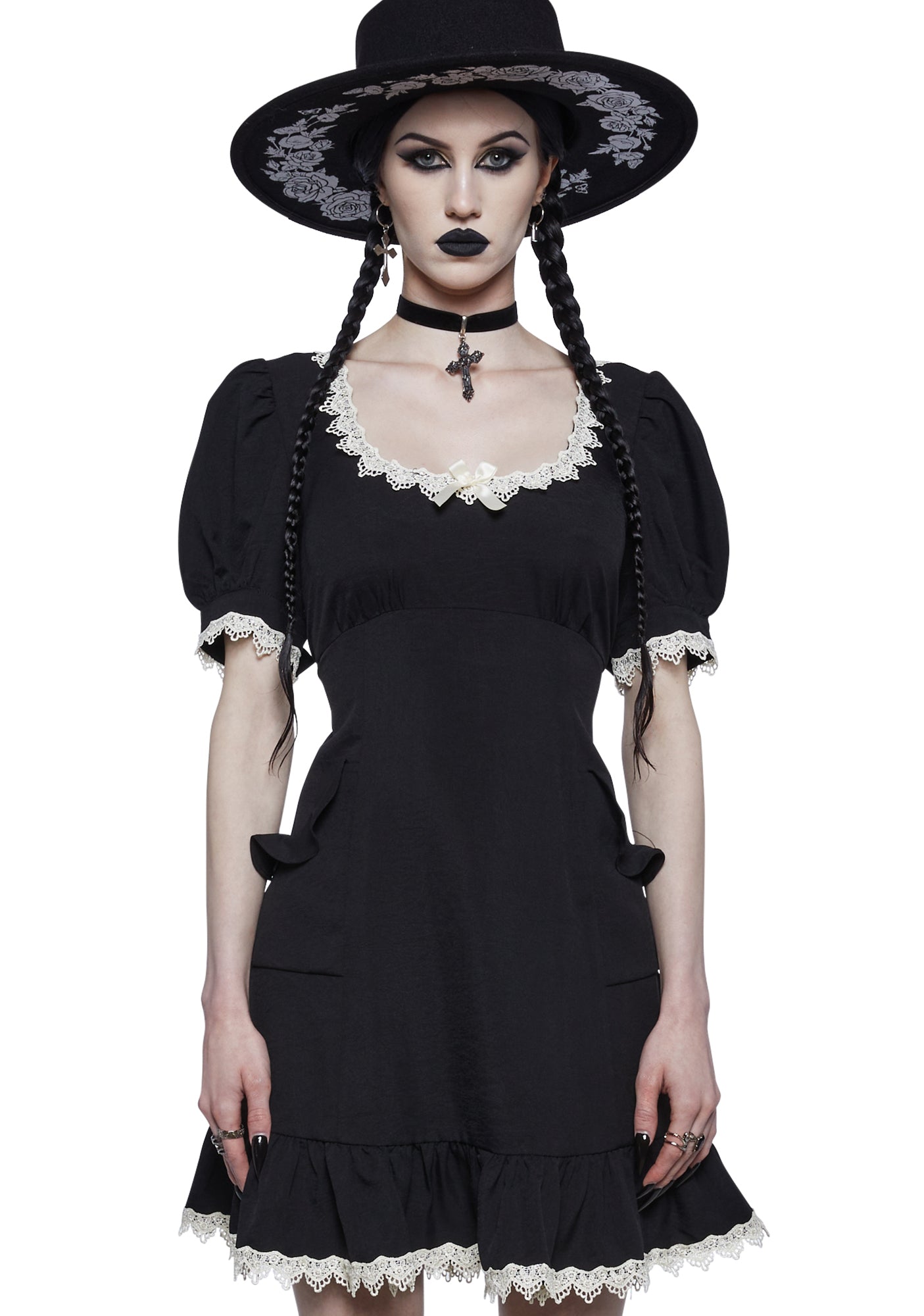 Widow Ruffle Pocket Babydoll Dress - Black Dolls Kill Widow Ruffle Pocket Babydoll Dress - Black Dolls Kill