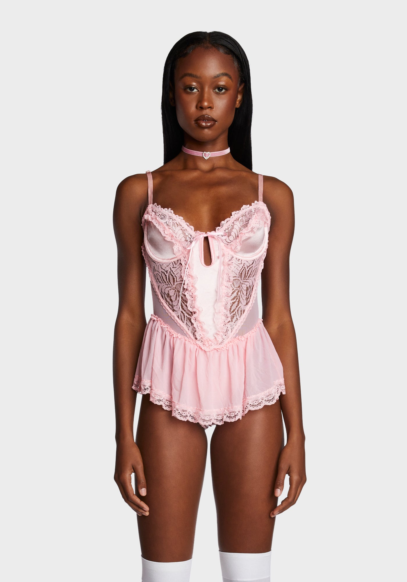 Sugar Thrillz Lace Teddy Pastel Pink Dolls Kill