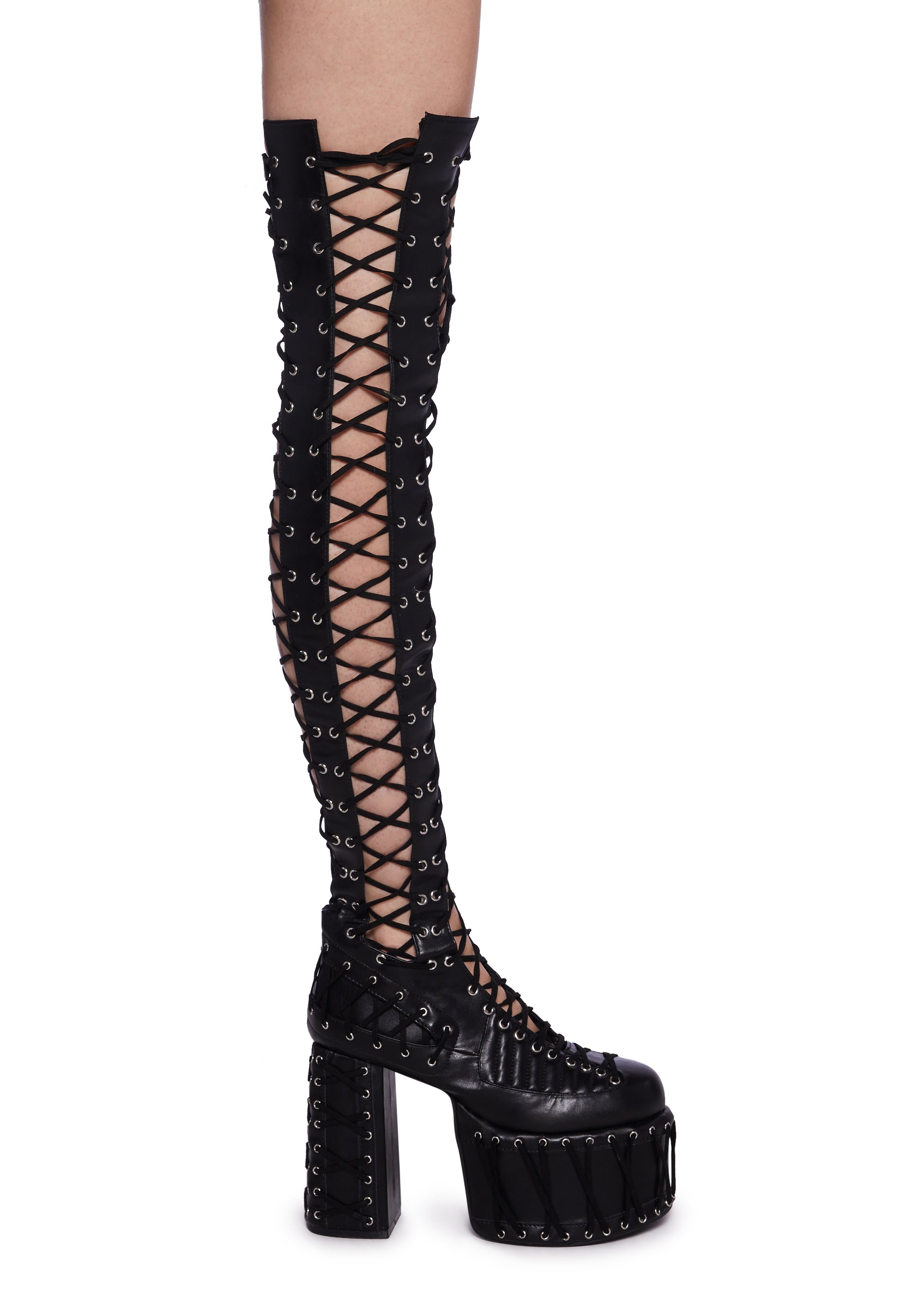 Thigh boots lace up deals