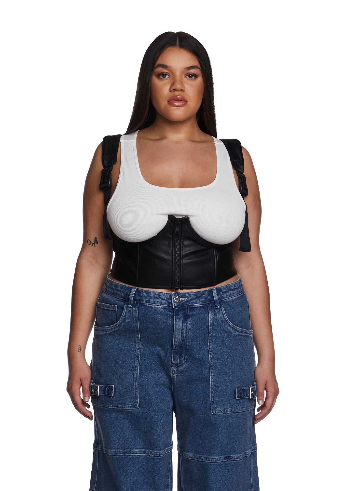 Plus Brown Cargo Corset Top, Plus Size