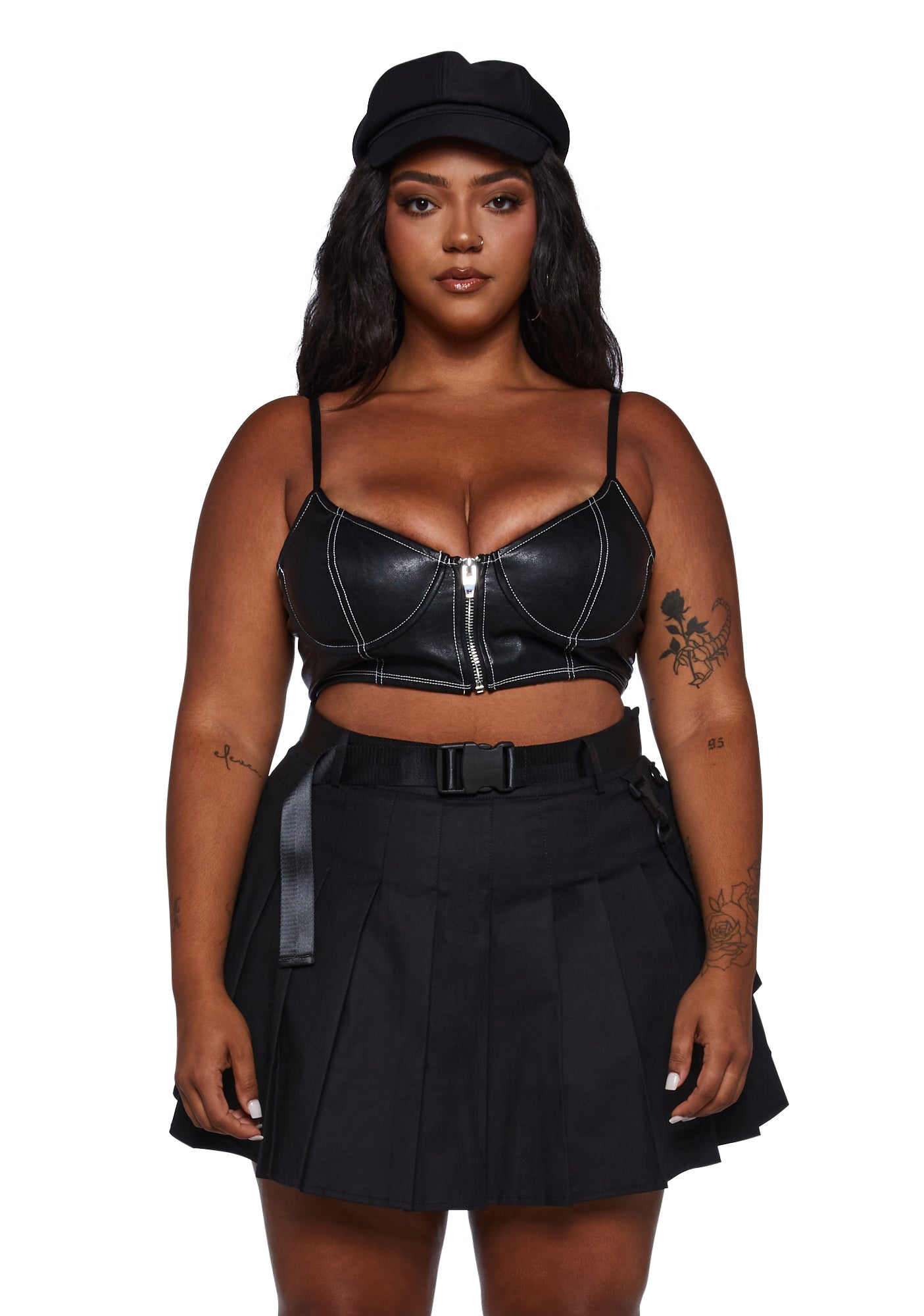 Plus Size Poster Grl Vegan Leather Zip Bralette - Black – Dolls Kill