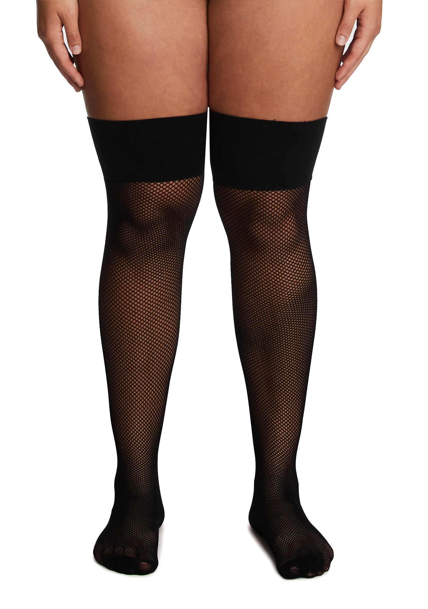 Plus Size Thigh High Fishnet Tights Black Dolls Kill