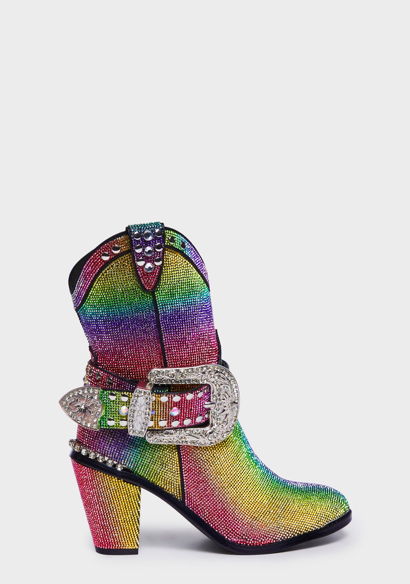Club Exx Rhinestone Cowboy Boots - Rainbow | US 10