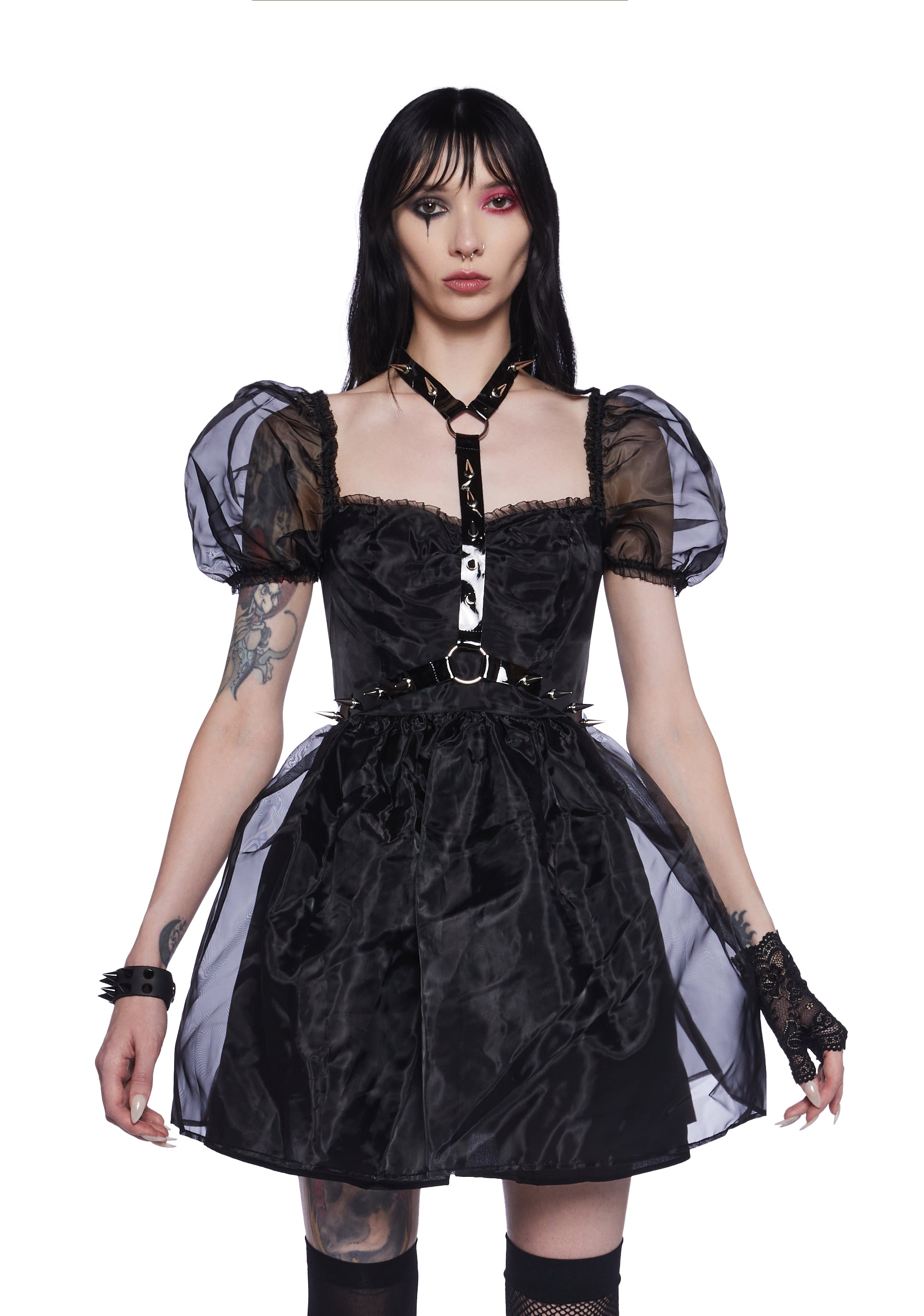 Widow Spiked Harness Babydoll Dress