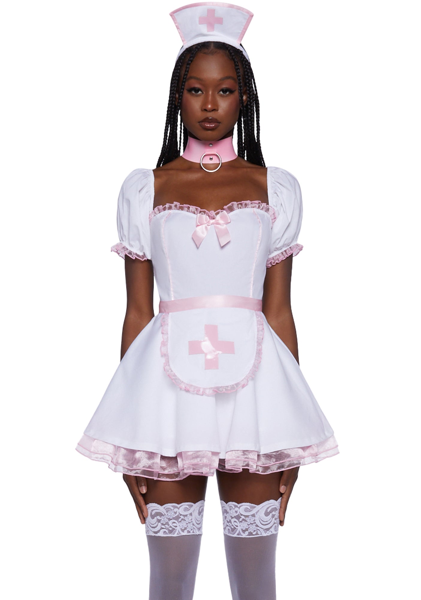 Trickz N Treatz Sexy Nurse Costume - White/Pink White / X-SMALL Trickz N Treatz Sexy Nurse Costume - White/Pink White / X-SMALL