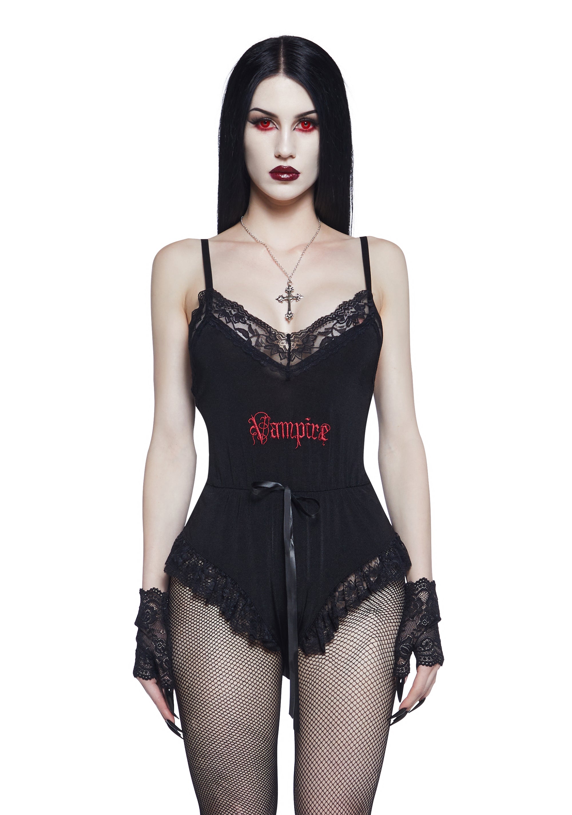 Widow Embroidered Vampire Sexy Lace Trim Sleep Romper - Black Dolls Kill Widow Embroidered Vampire Sexy Lace Trim Sleep Romper - Black Dolls Kill