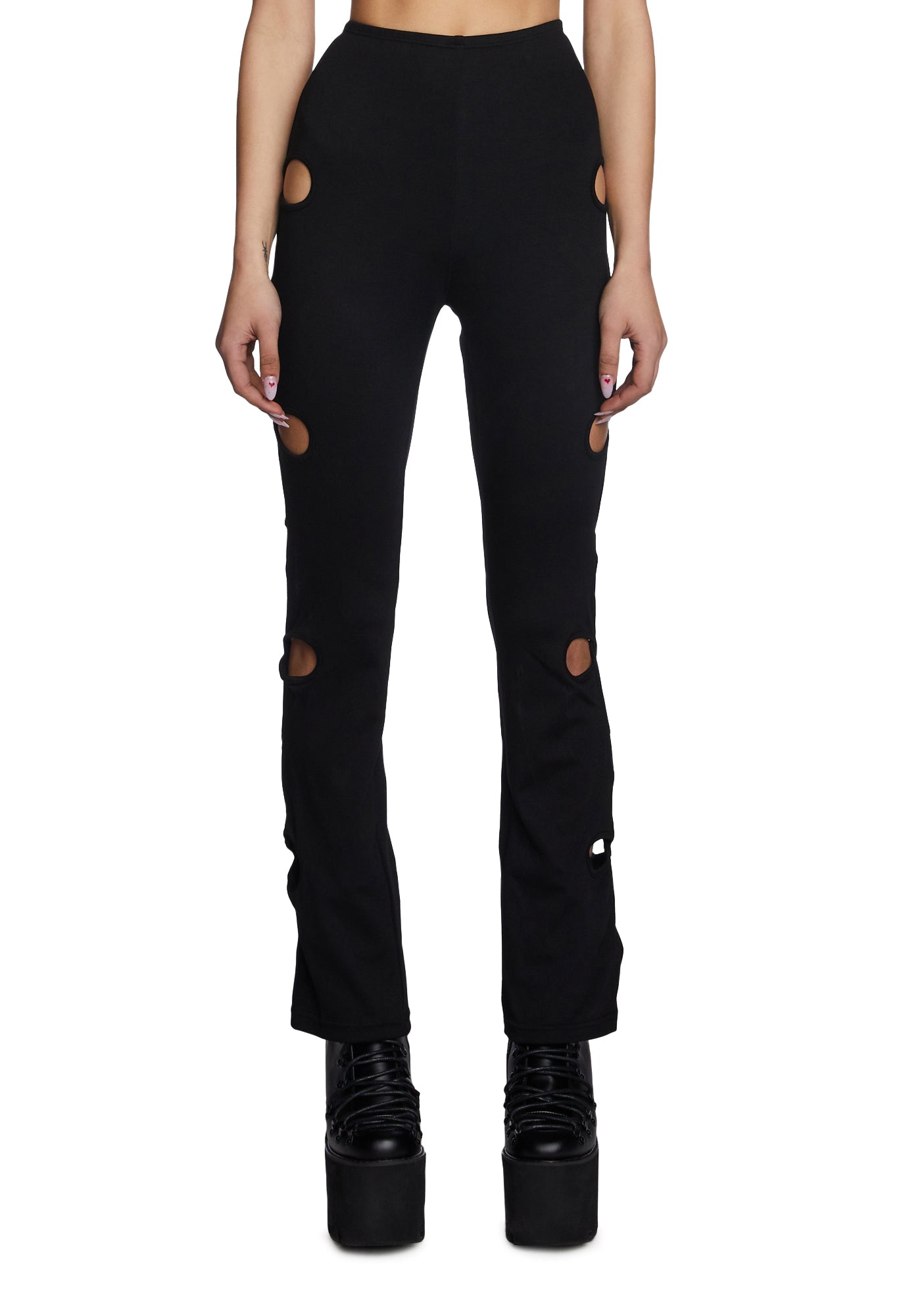 Club Exx Cut Out Flower Flare Pants - Black – Dolls Kill