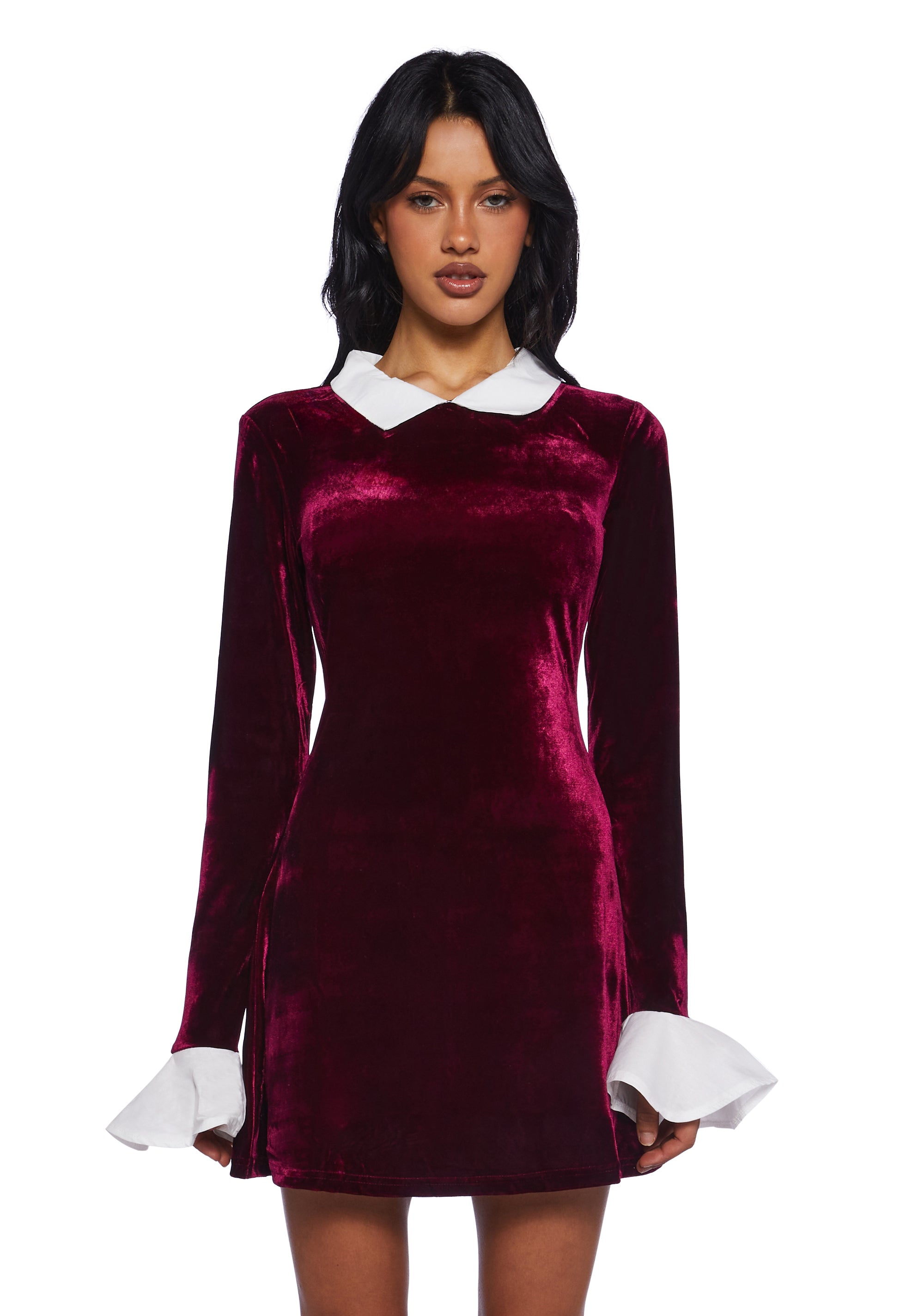 Delia s Velvet A Line Collared Mini Dress Red Dolls Kill