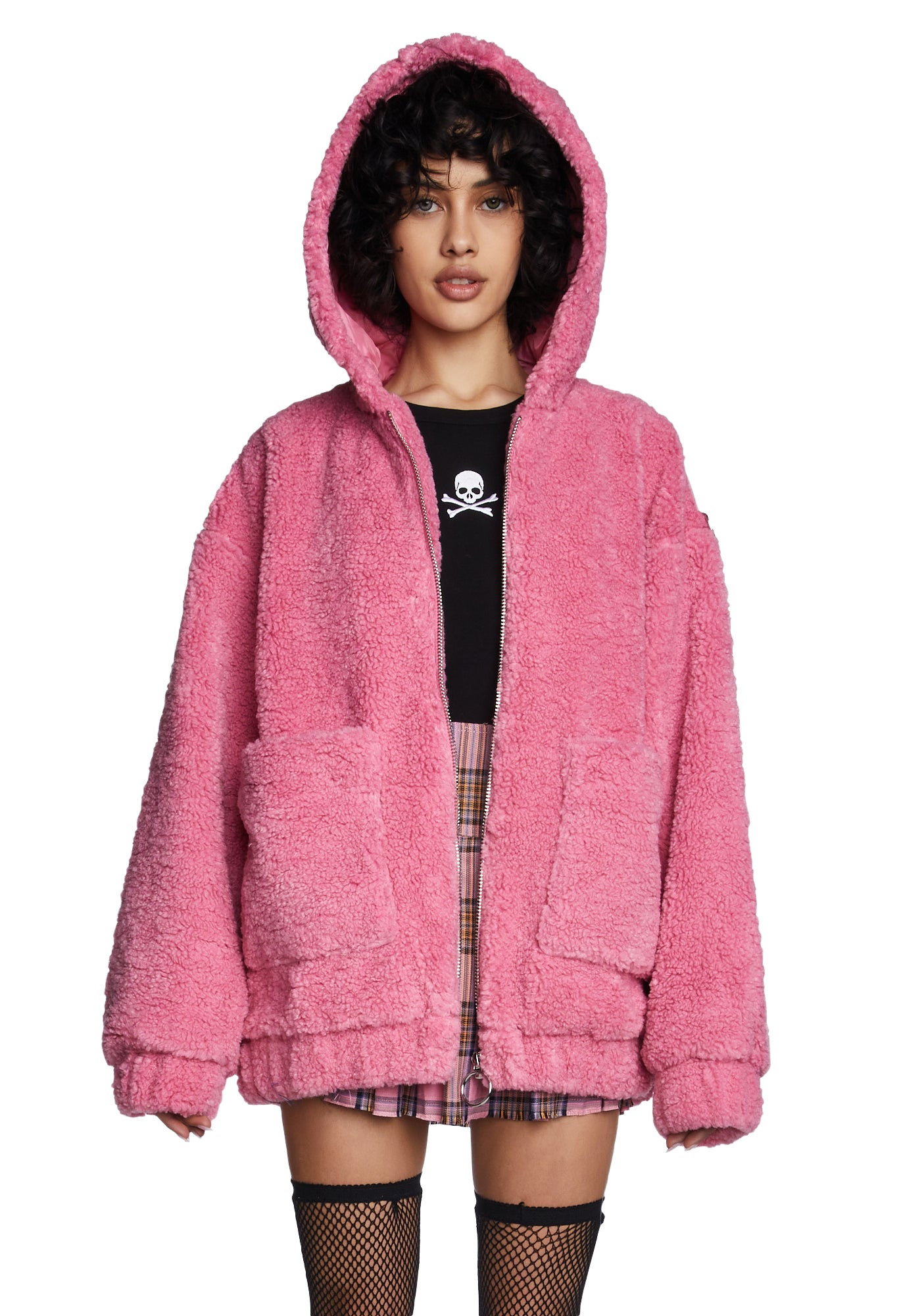 Current Mood Oversized Teddy Coat Pink